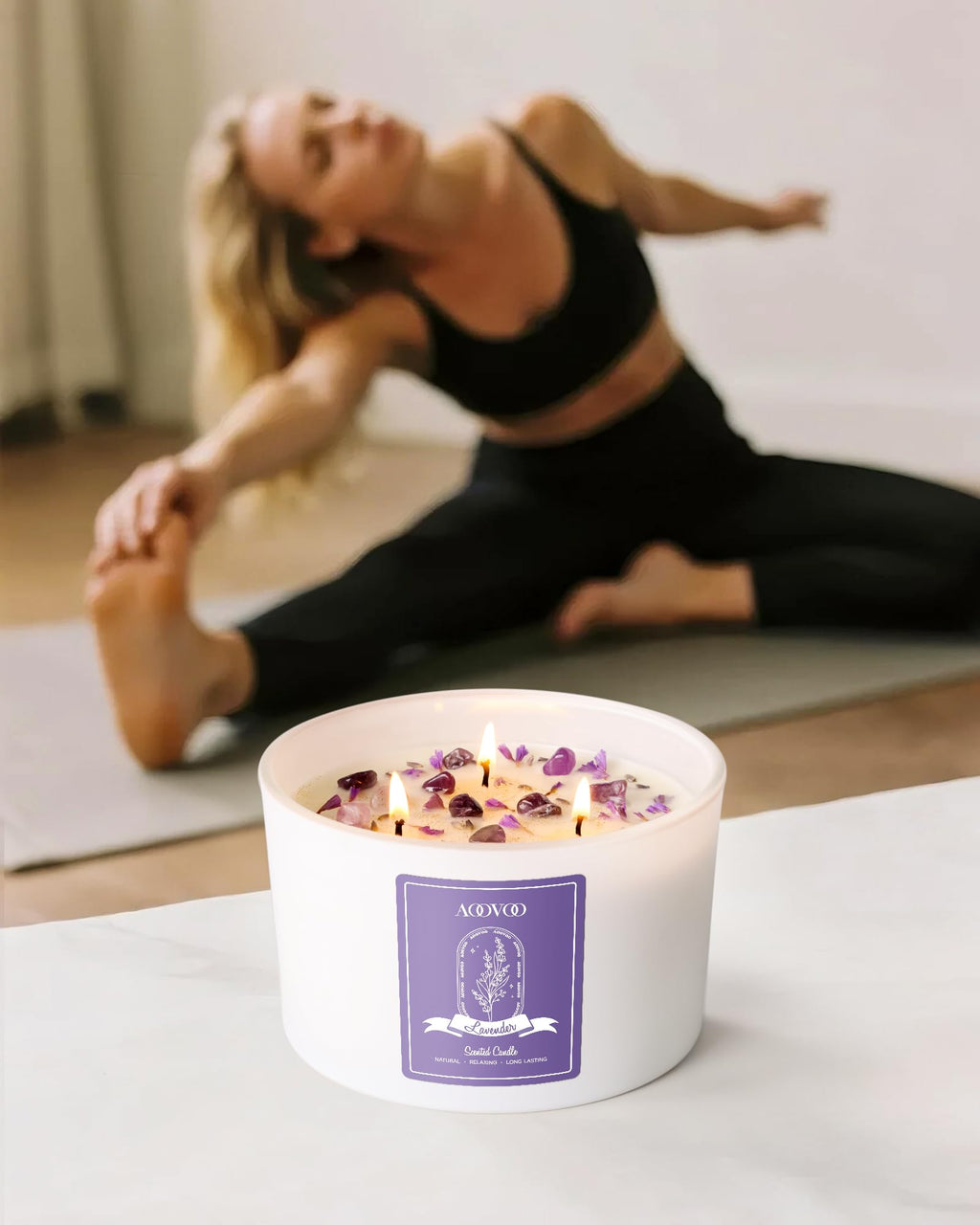 AOOVOO Lavender Candles