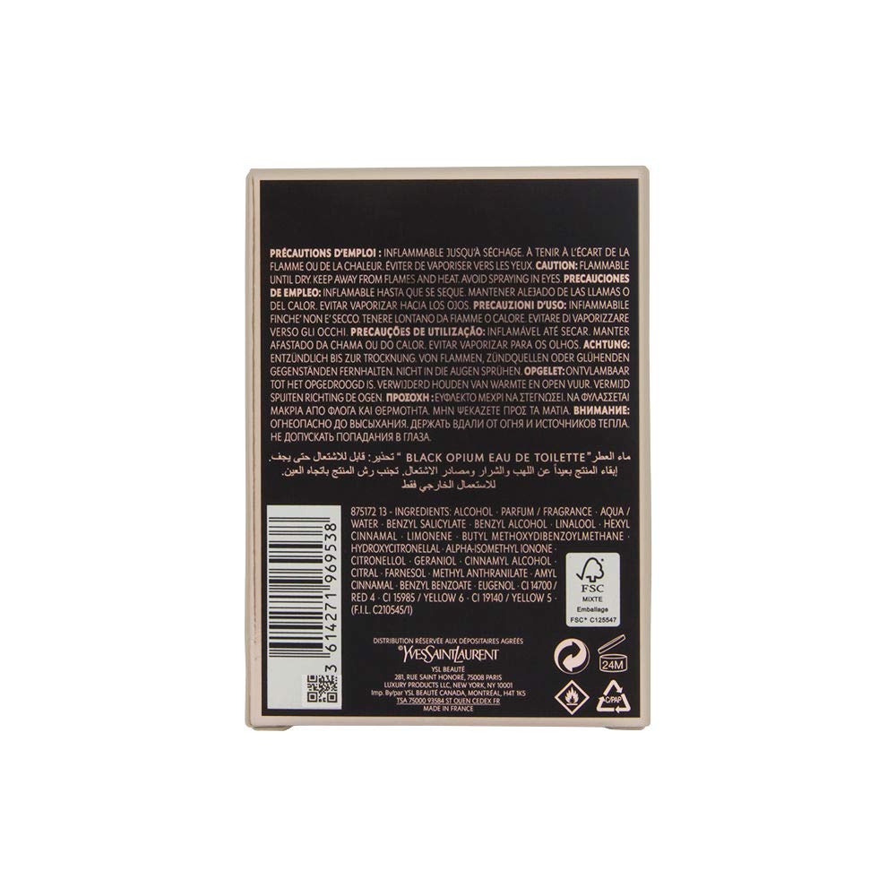 Yves Saint Laurent Eau De Parfum Spray for Women, Black Opium, 1.6 Ounce