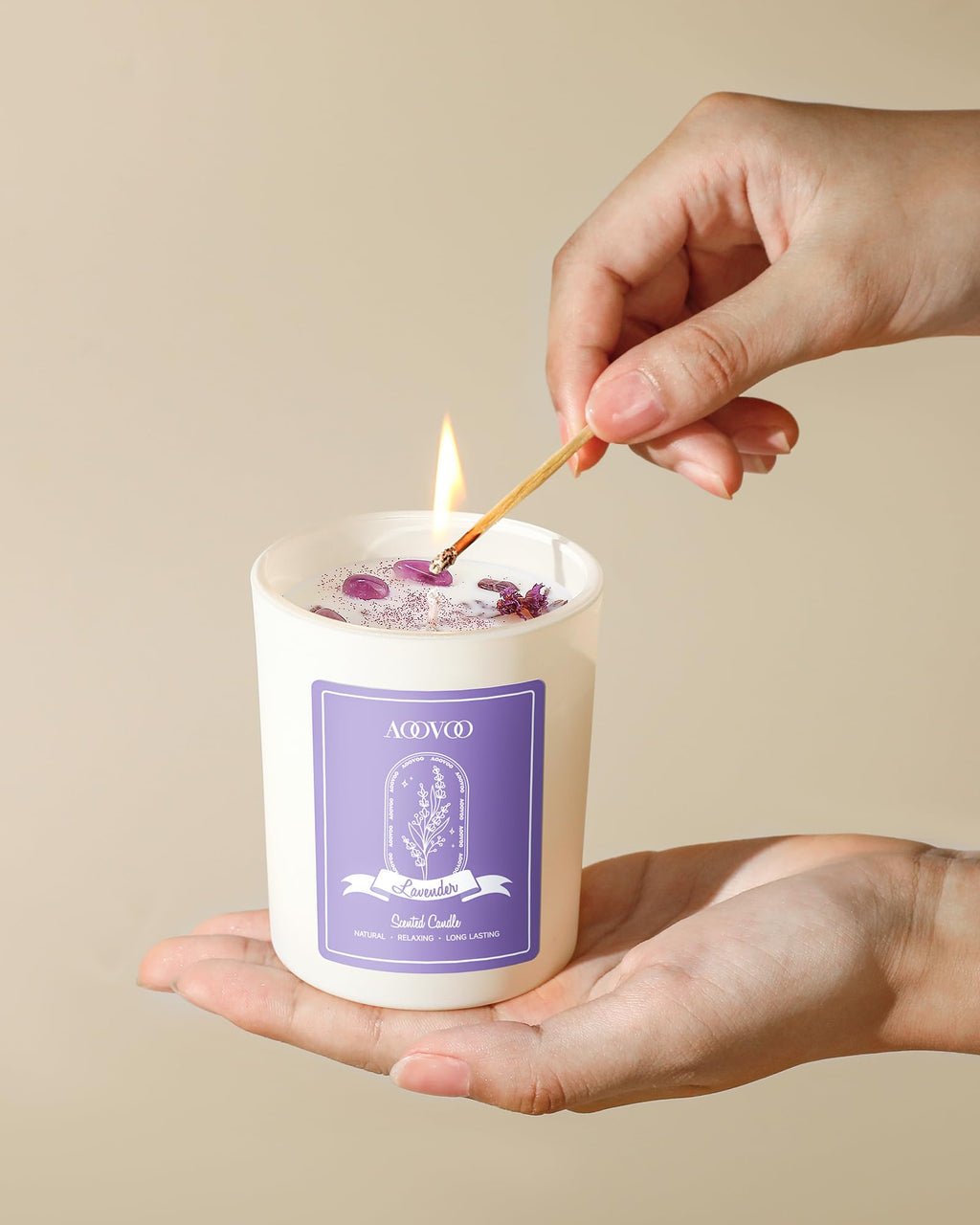 AOOVOO Lavender Candles