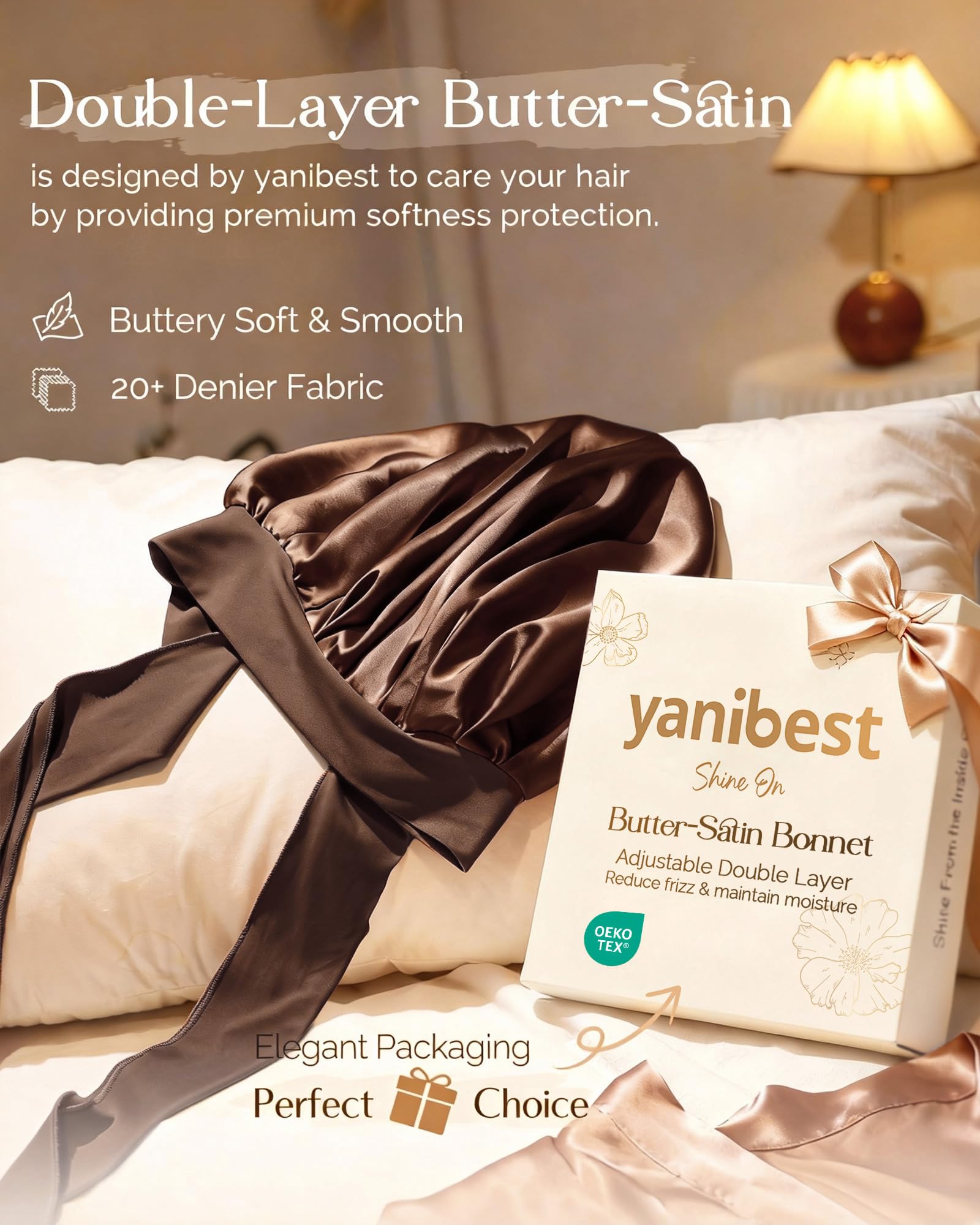 YANIBEST Adjustable Satin Bonnet