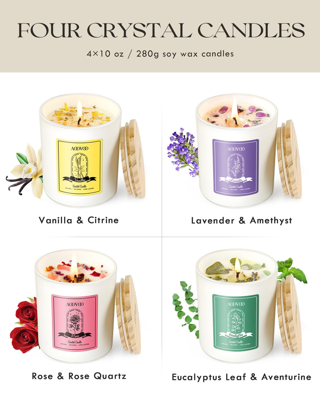 AOOVOO Lavender Candles