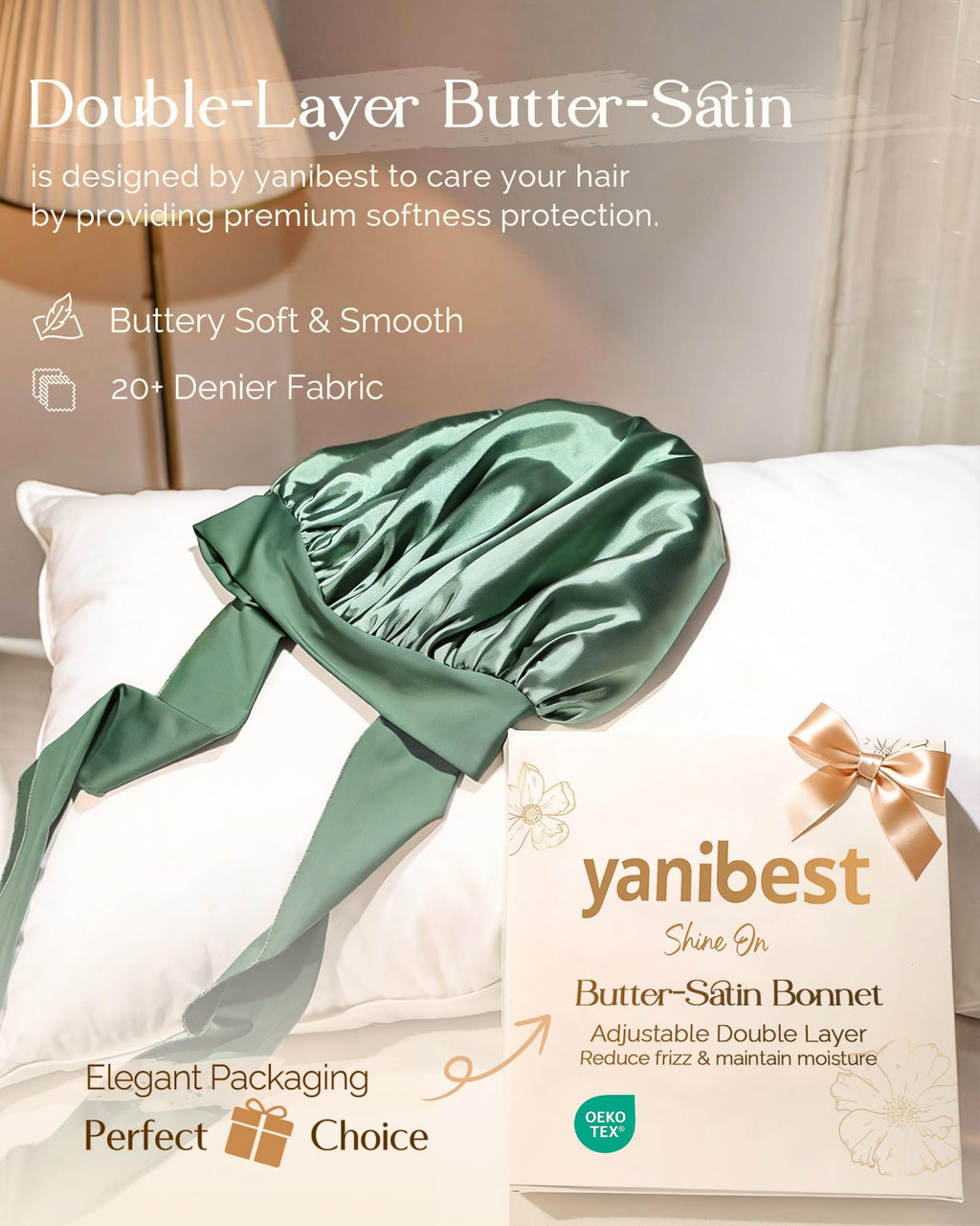 YANIBEST Adjustable Satin Bonnet