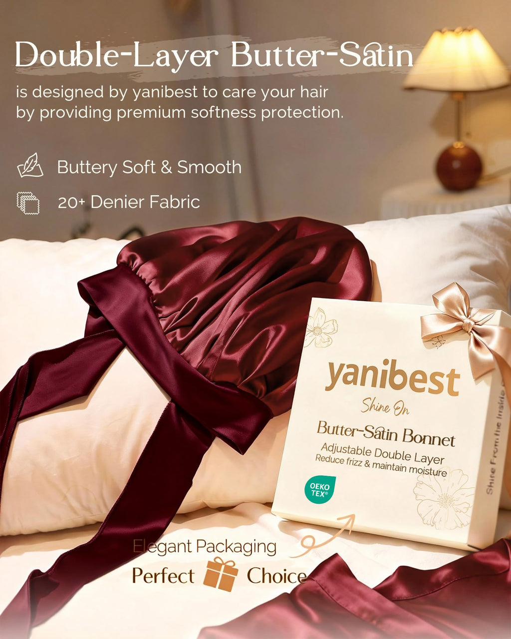 YANIBEST Adjustable Satin Bonnet