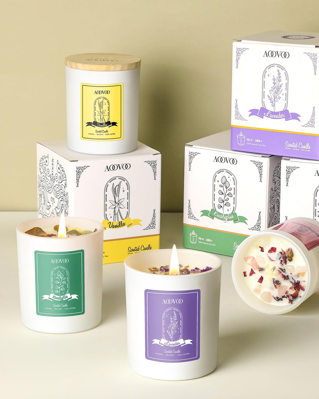 AOOVOO Lavender Candles