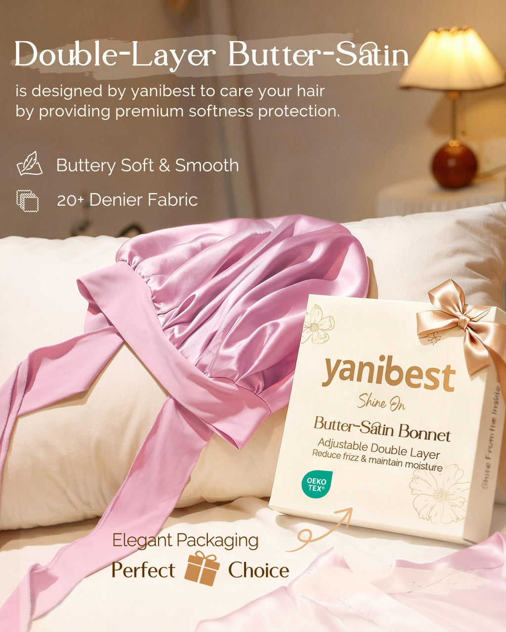 YANIBEST Adjustable Satin Bonnet