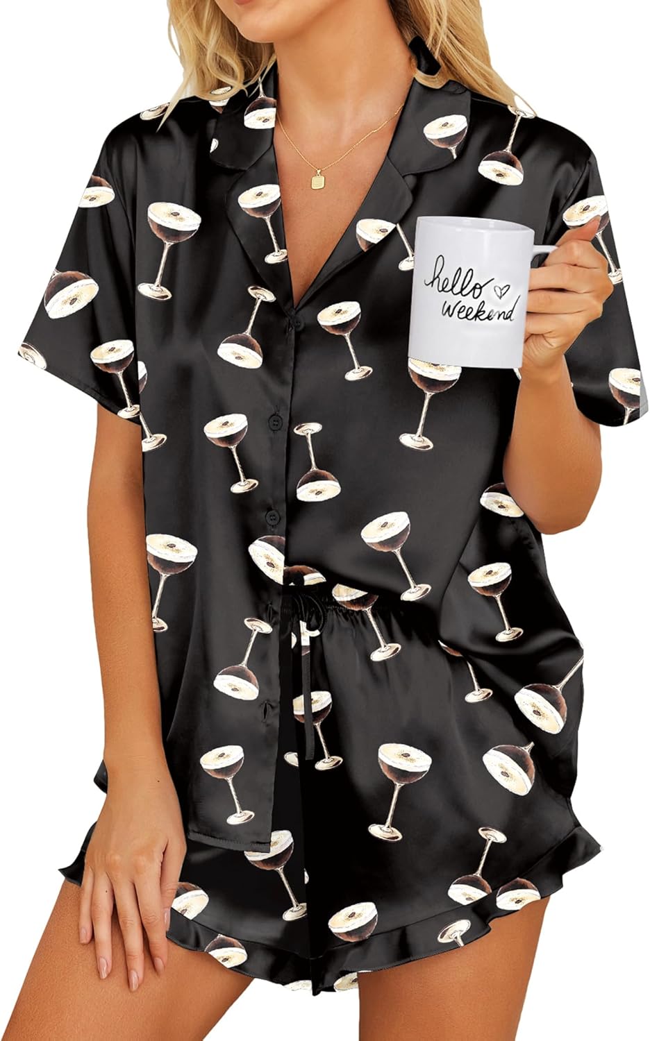Ekouaer Satin Pajamas Set