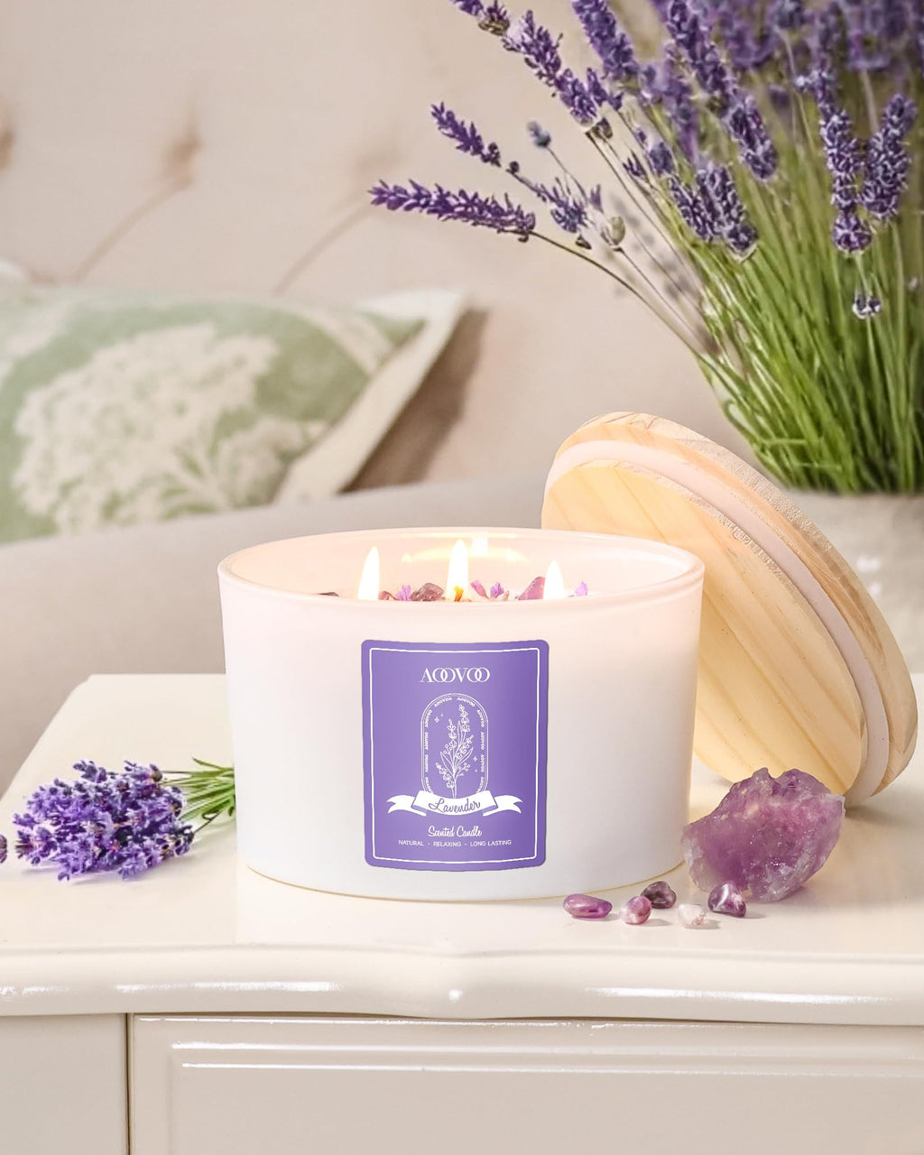 AOOVOO Lavender Candles