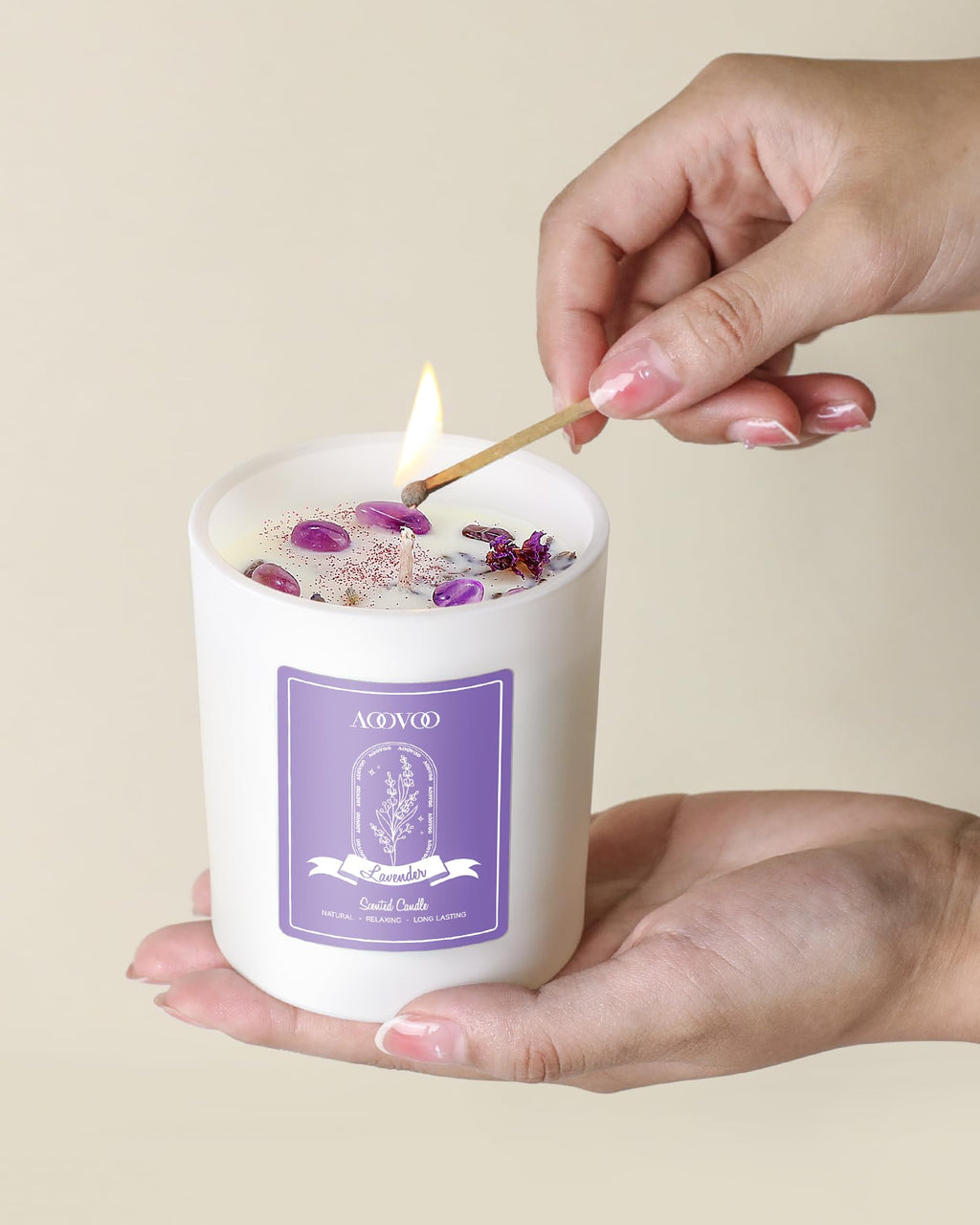 AOOVOO Lavender Candles