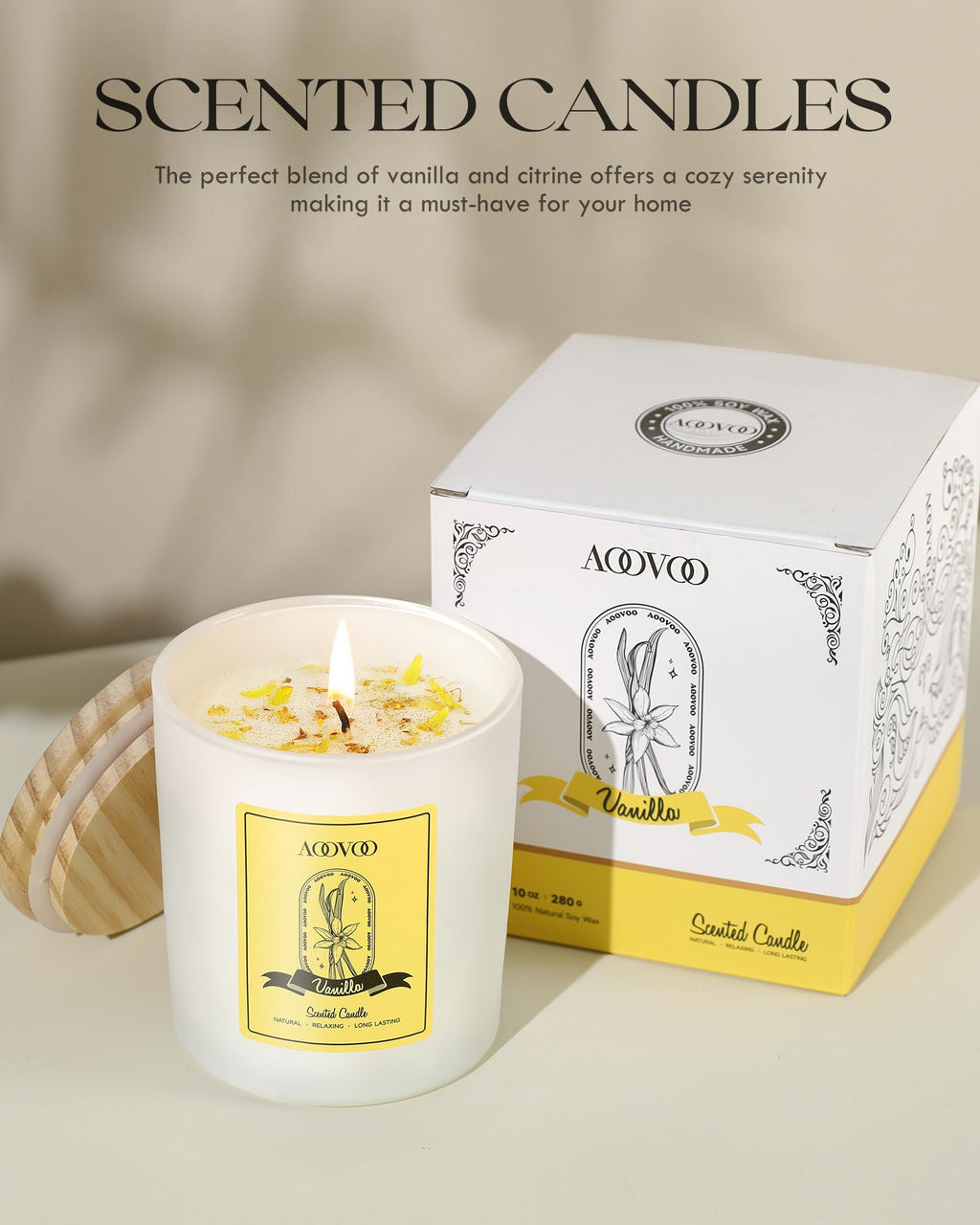 AOOVOO Lavender Candles