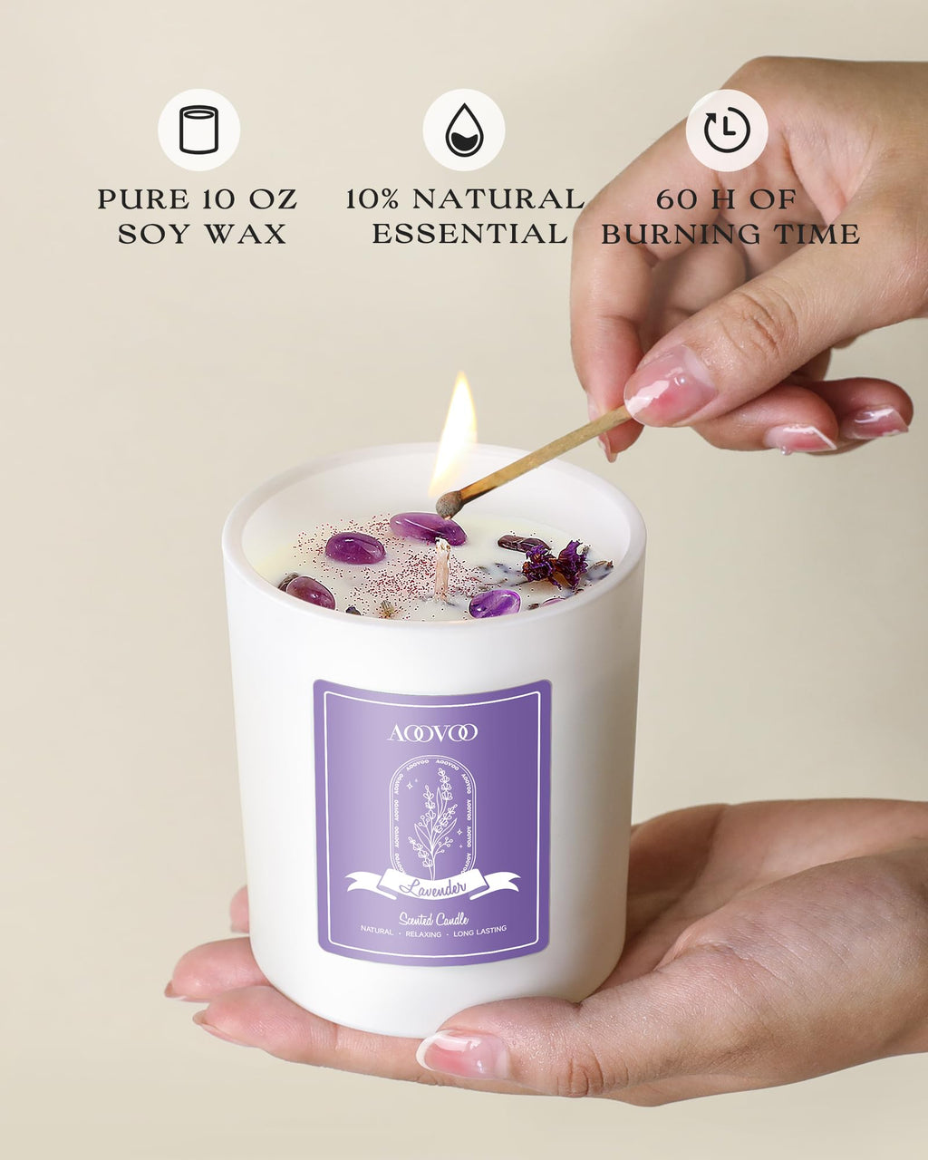 AOOVOO Lavender Candles