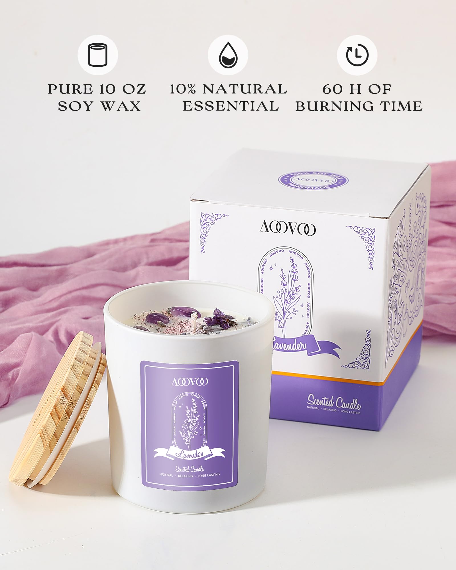 AOOVOO Lavender Candles