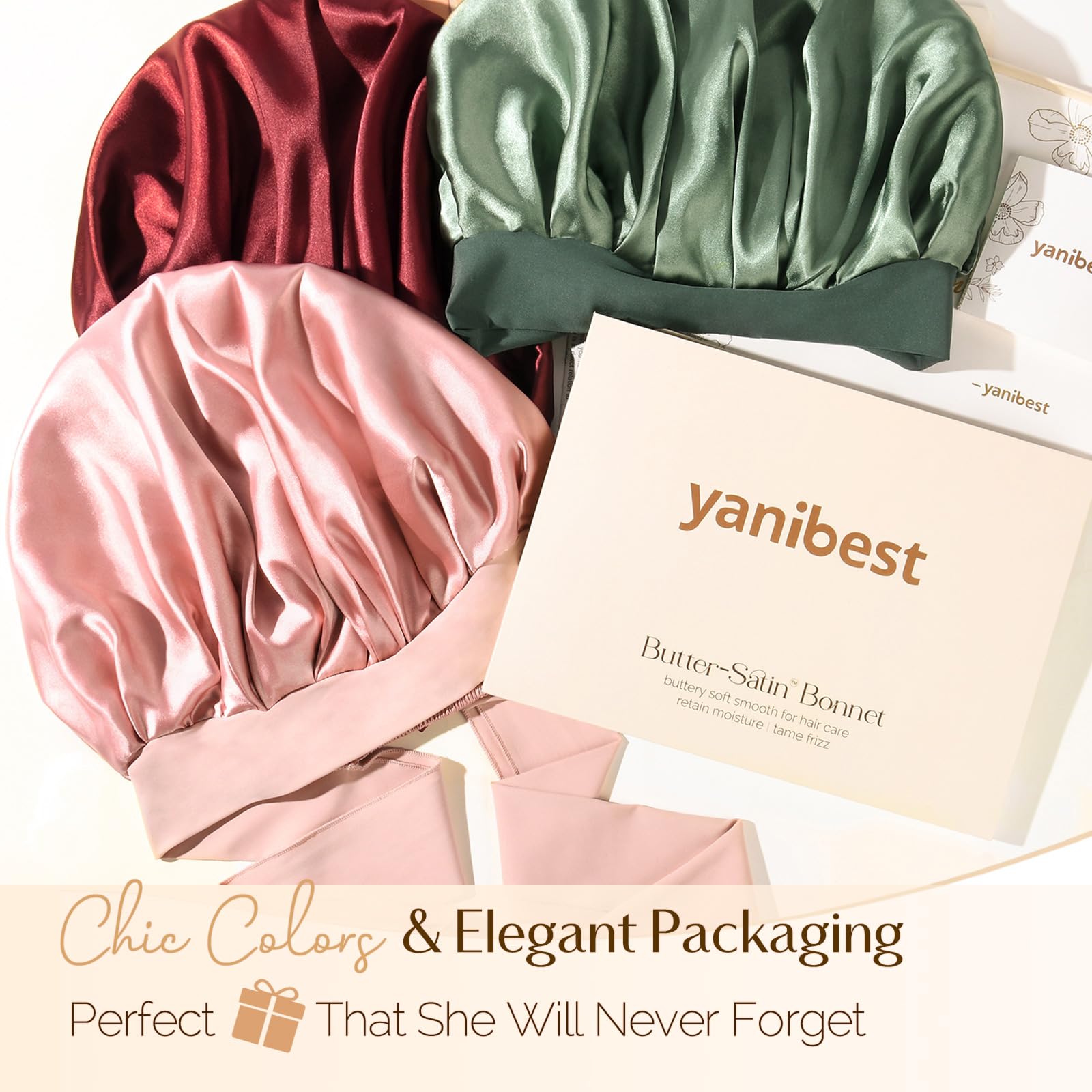 YANIBEST Adjustable Satin Bonnet