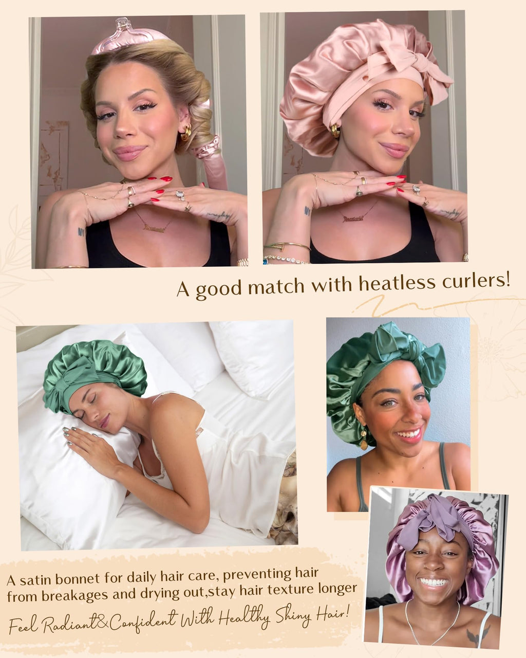 YANIBEST Adjustable Satin Bonnet