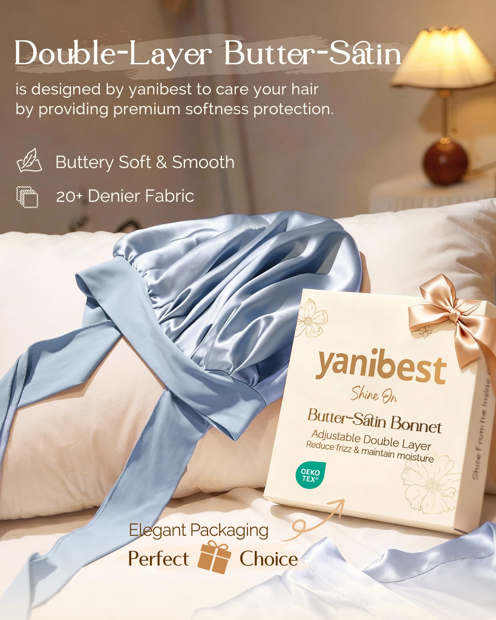 YANIBEST Adjustable Satin Bonnet