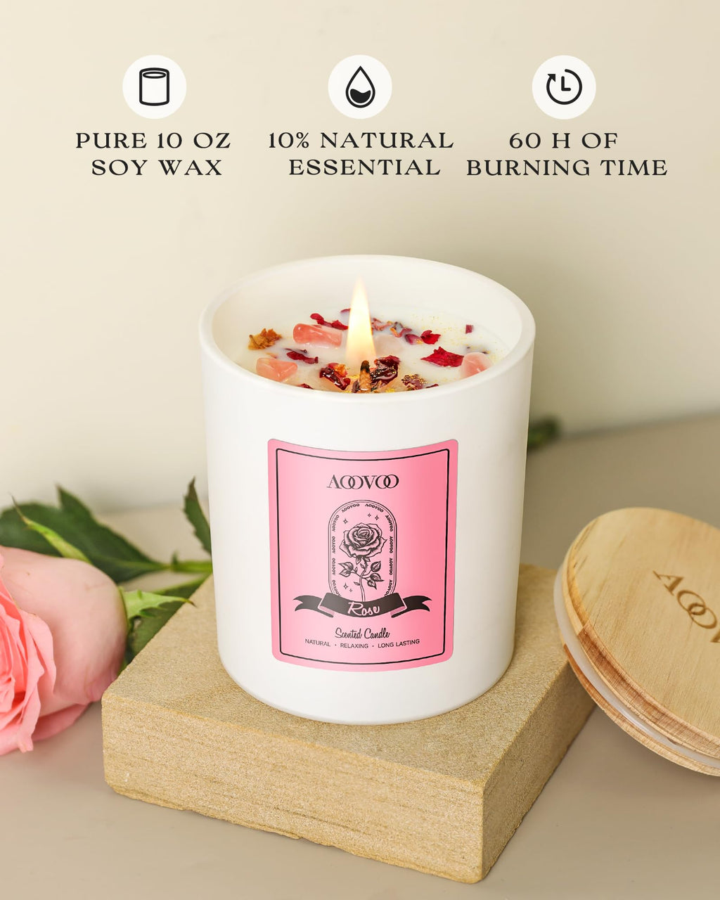 AOOVOO Lavender Candles