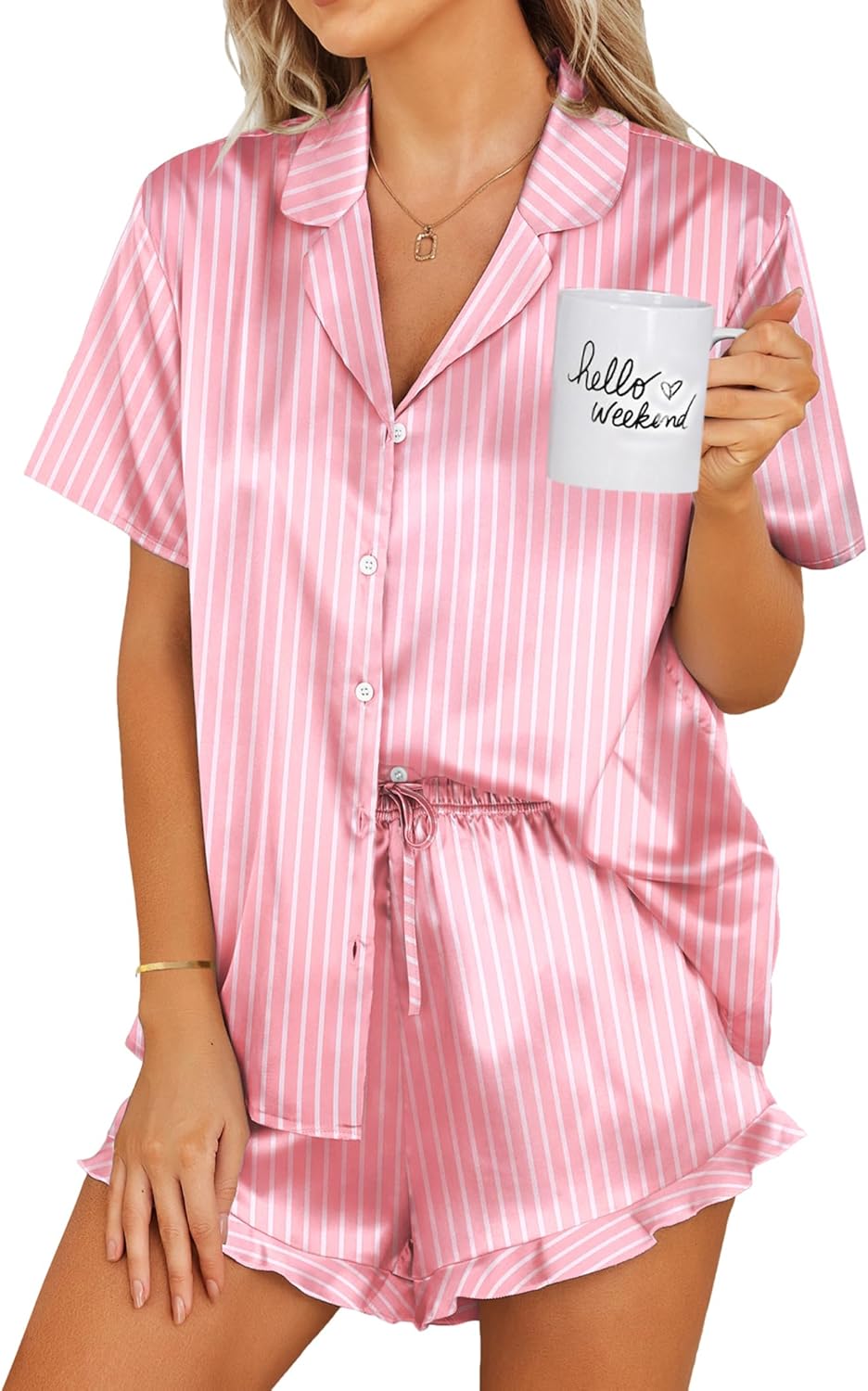 Ekouaer Satin Pajamas Set