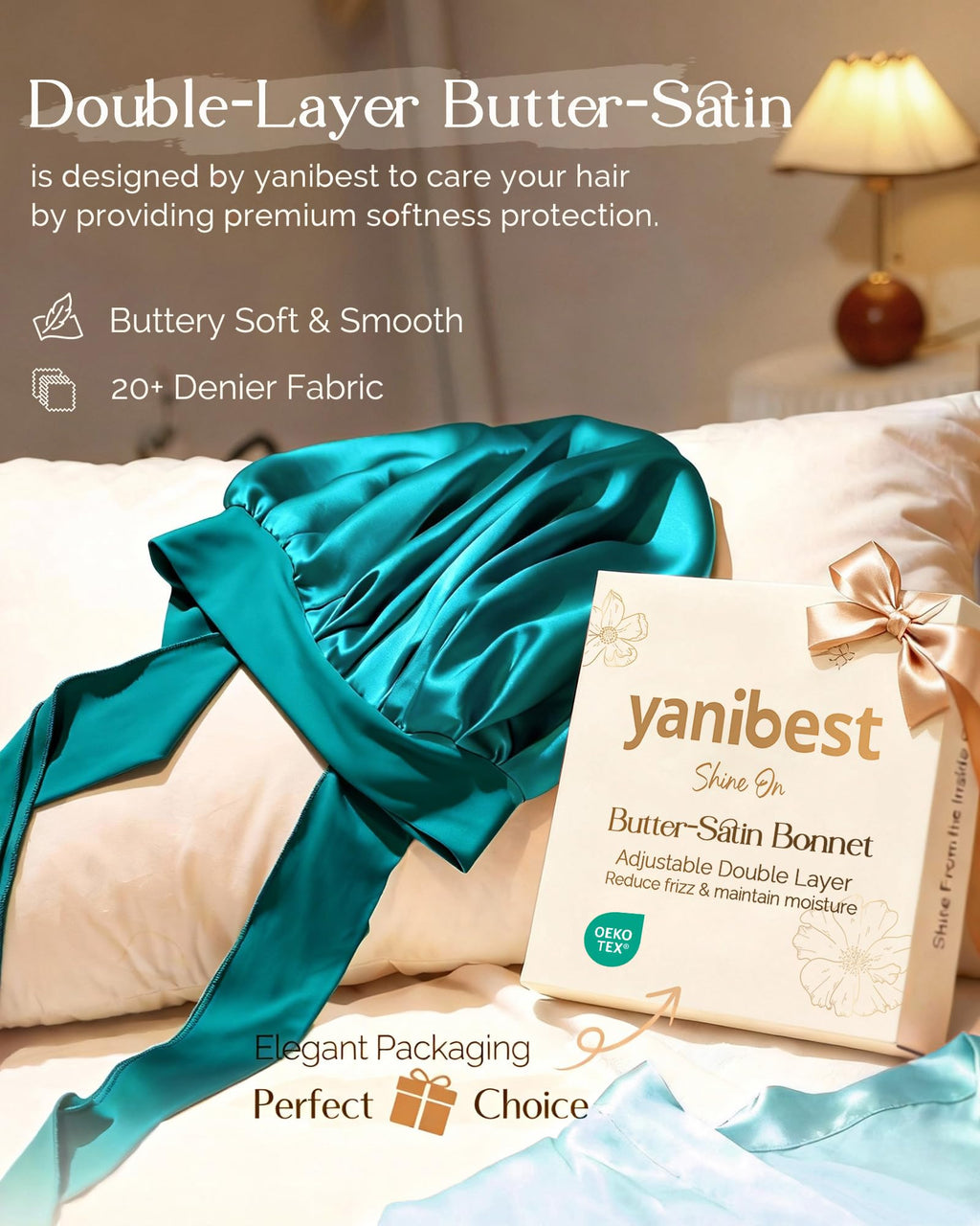 YANIBEST Adjustable Satin Bonnet