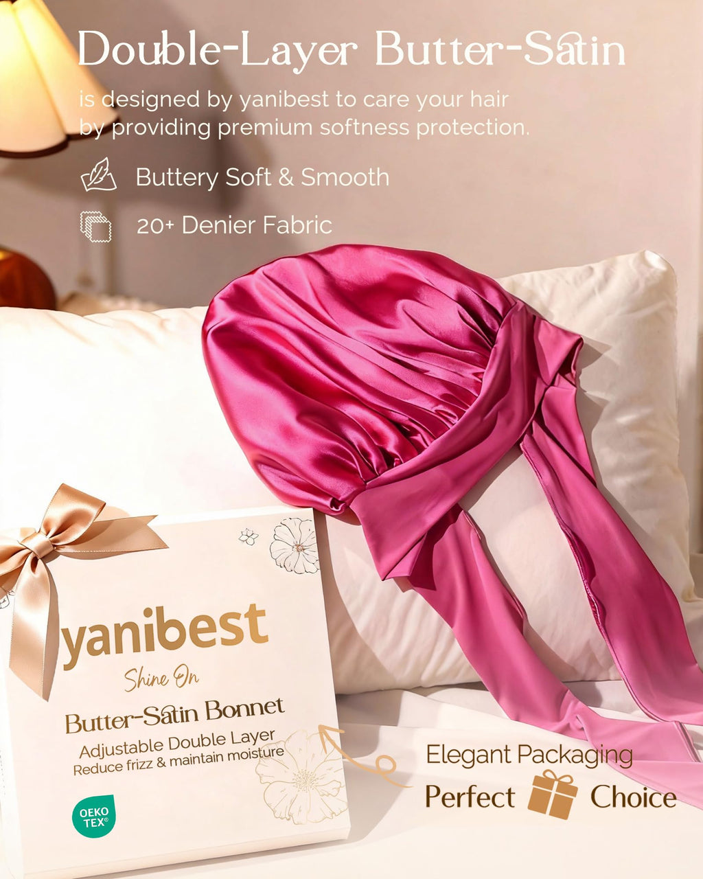 YANIBEST Adjustable Satin Bonnet