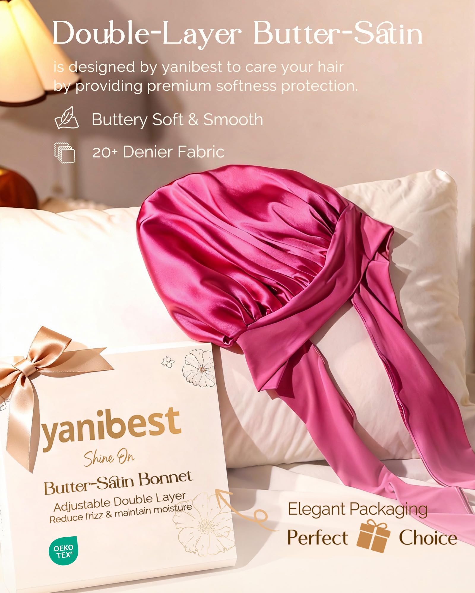 YANIBEST Adjustable Satin Bonnet