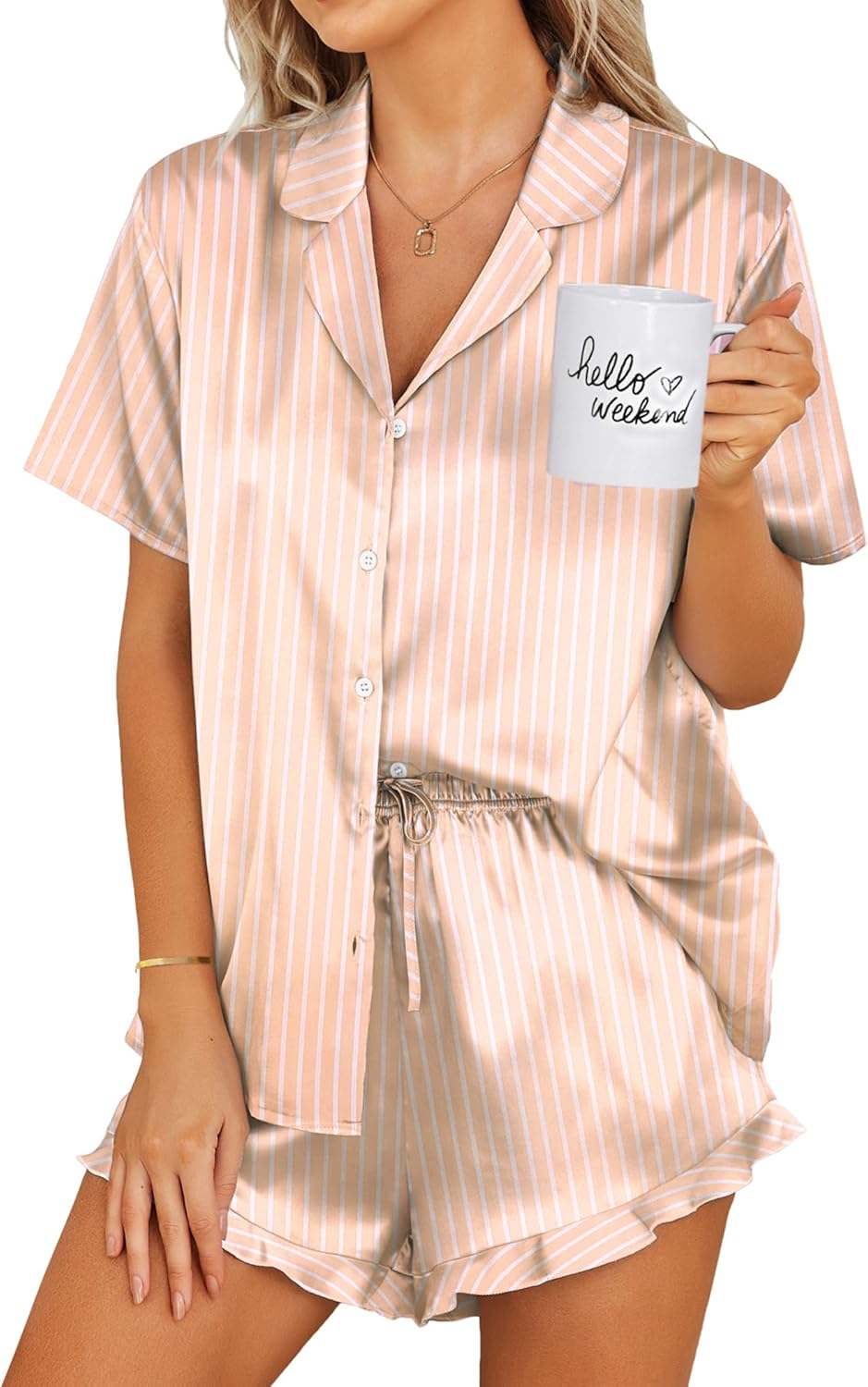 Ekouaer Satin Pajamas Set