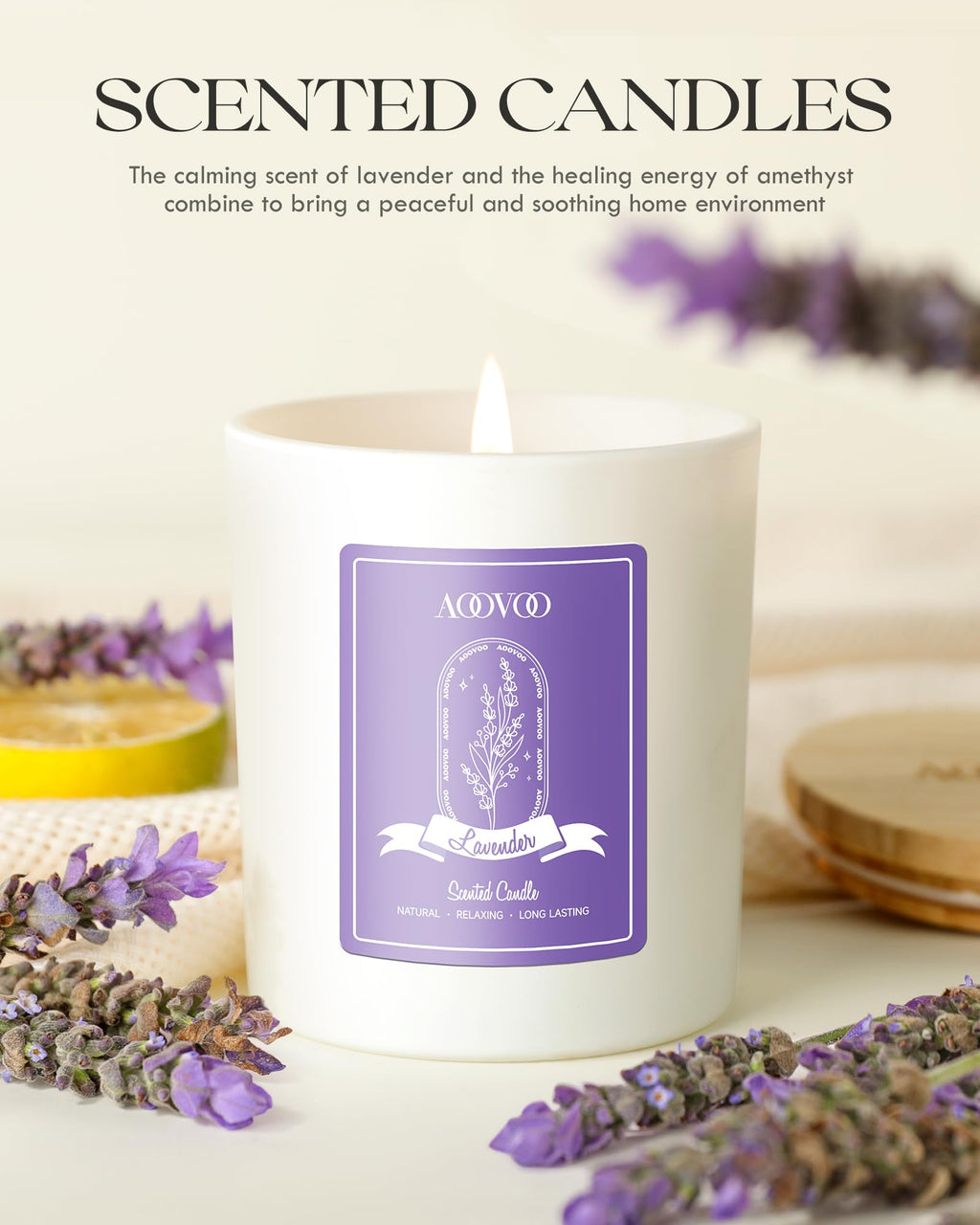 AOOVOO Lavender Candles