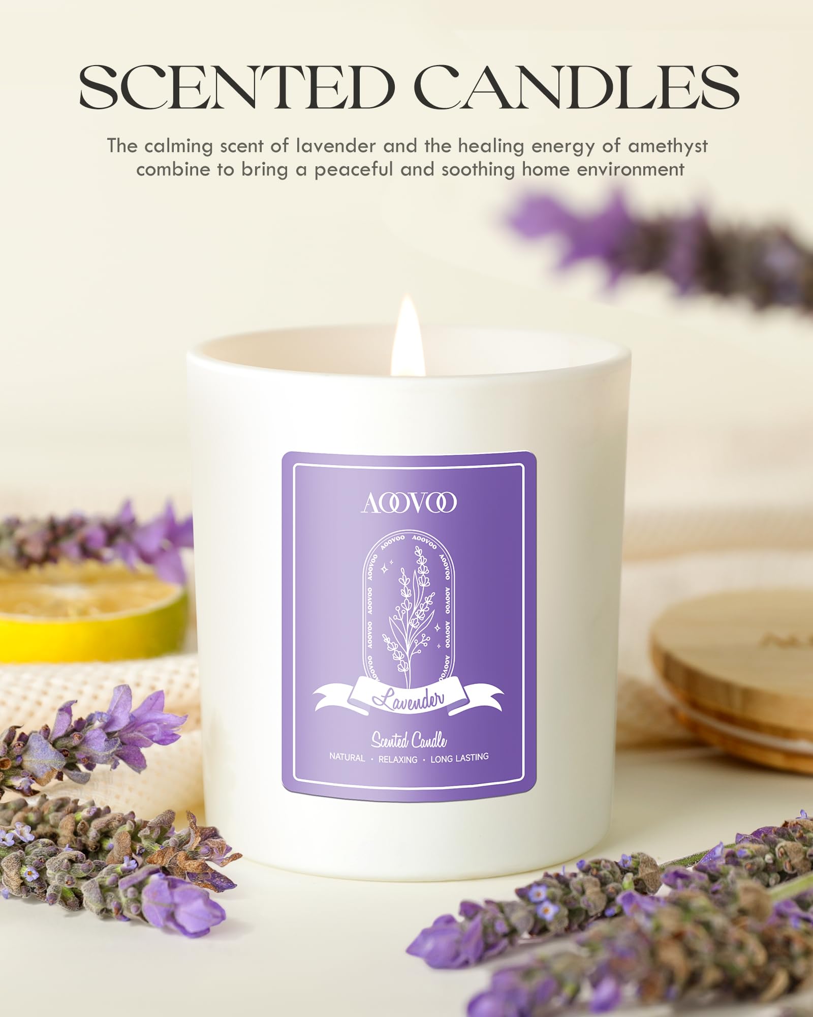 AOOVOO Lavender Candles