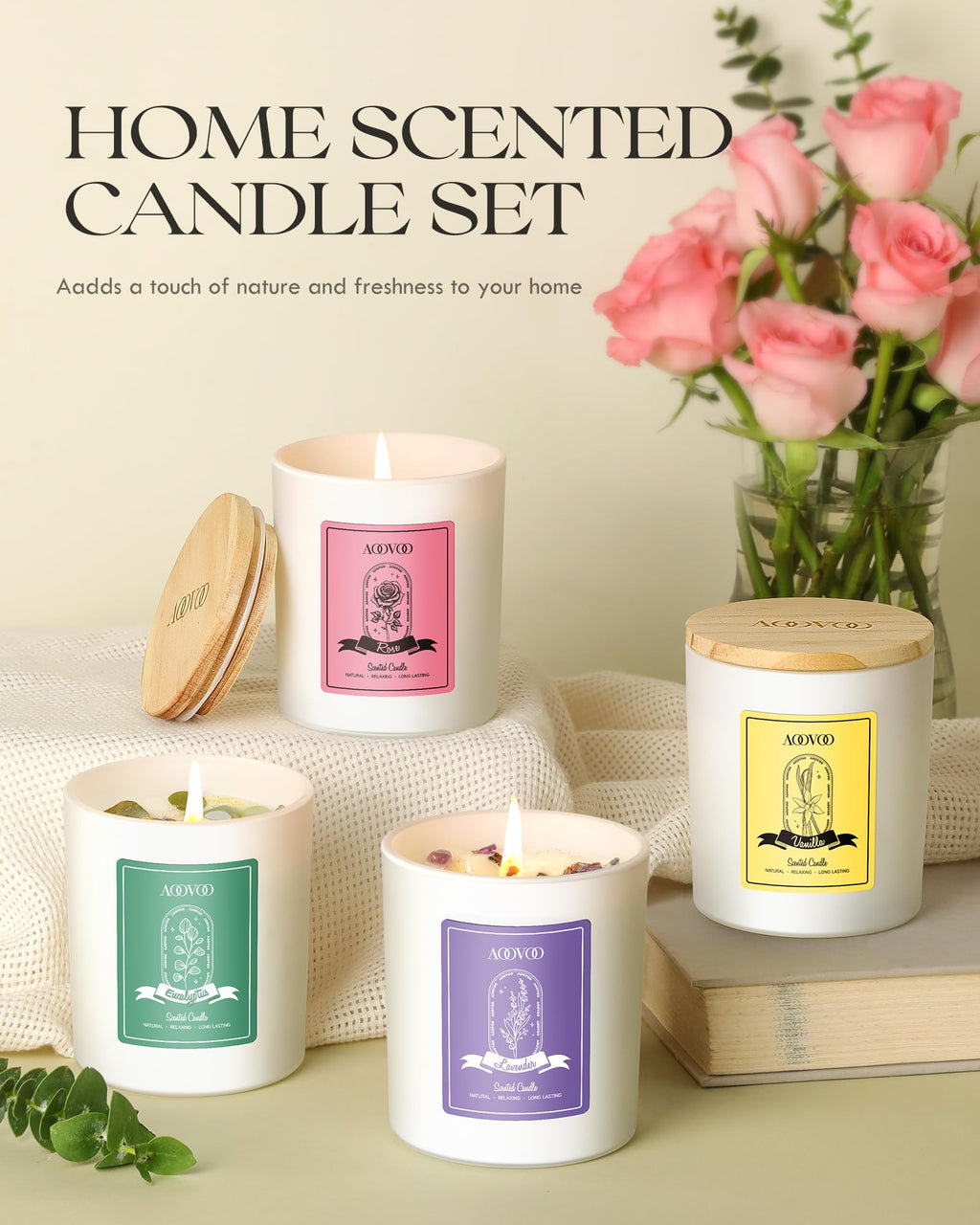 AOOVOO Lavender Candles