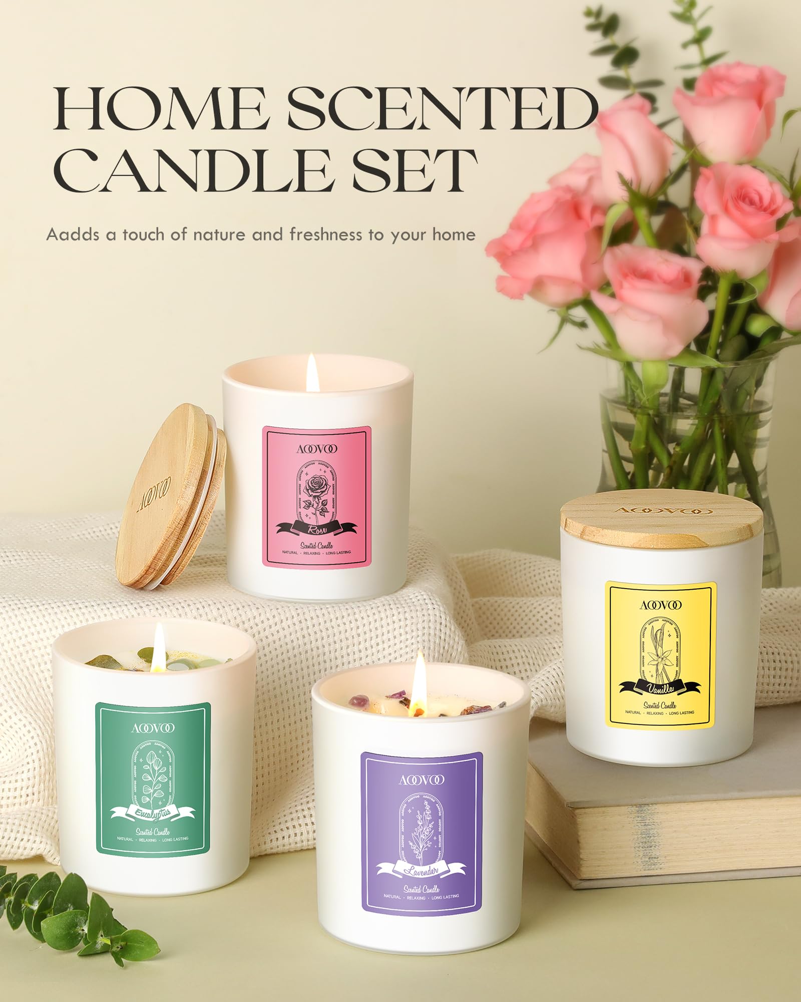 AOOVOO Lavender Candles