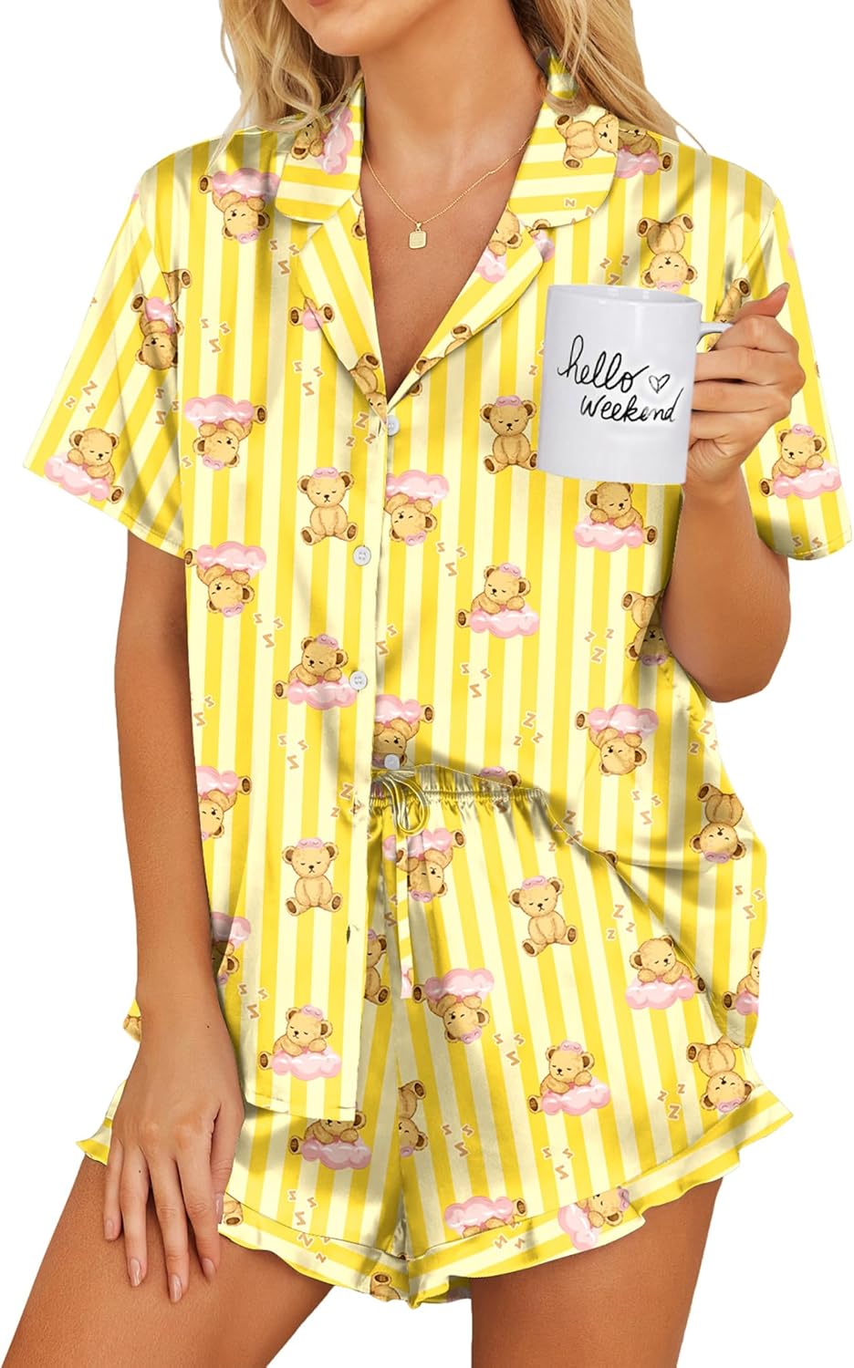 Ekouaer Satin Pajamas Set