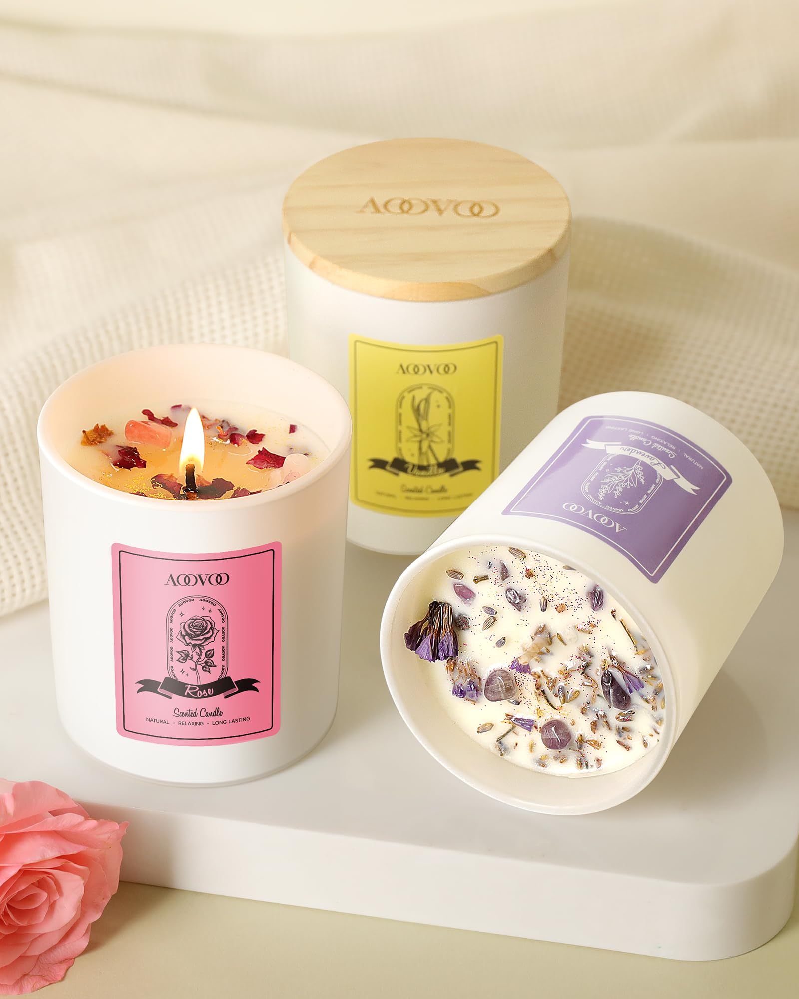 AOOVOO Lavender Candles