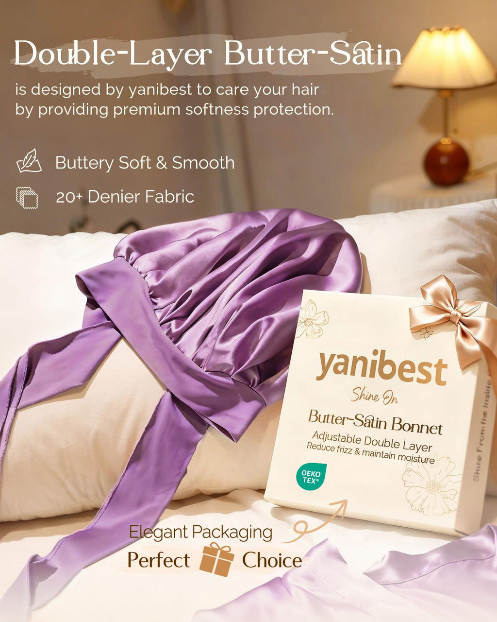 YANIBEST Adjustable Satin Bonnet