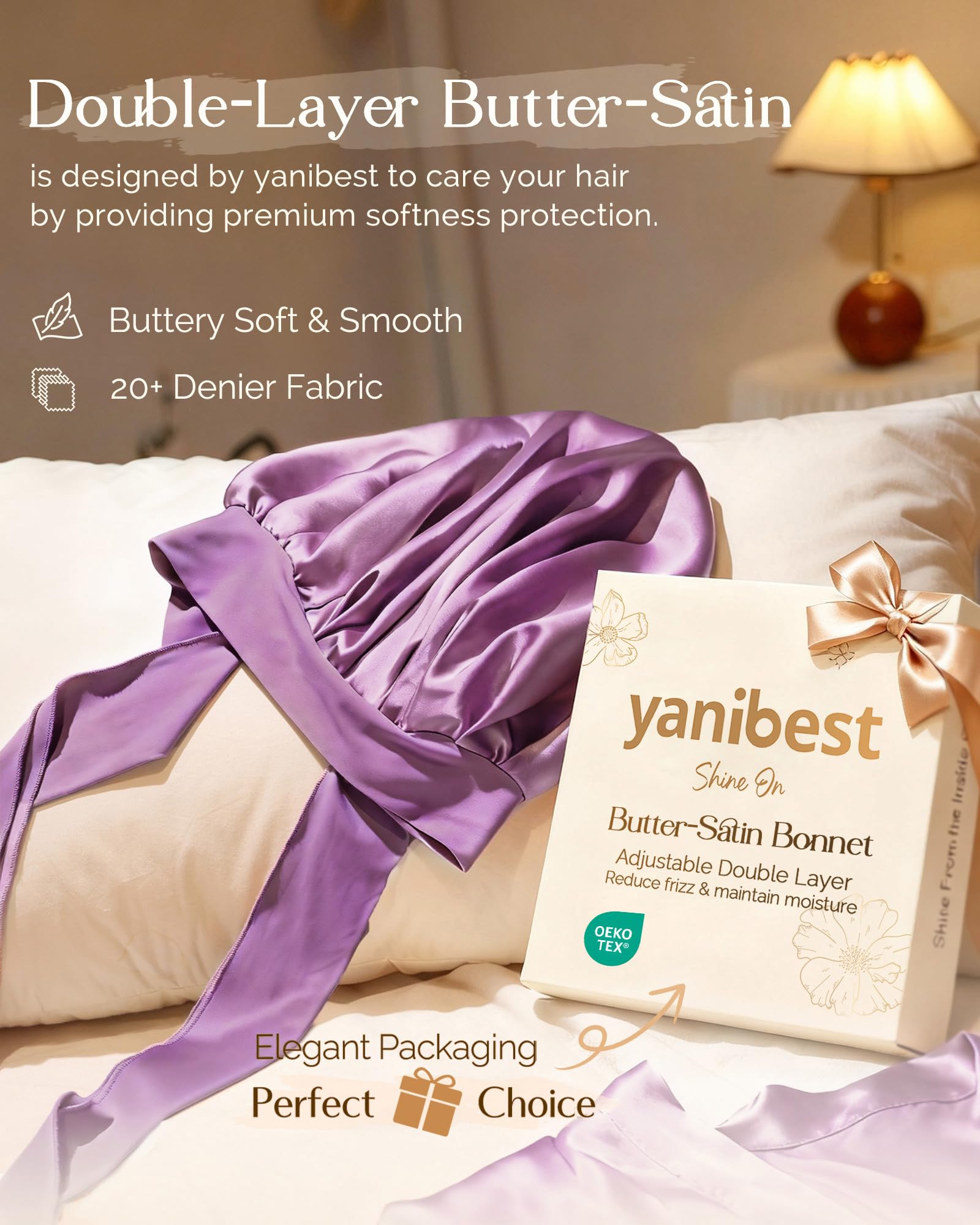 YANIBEST Adjustable Satin Bonnet