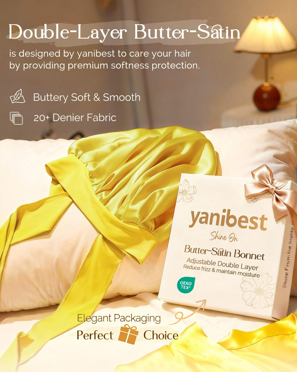 YANIBEST Adjustable Satin Bonnet