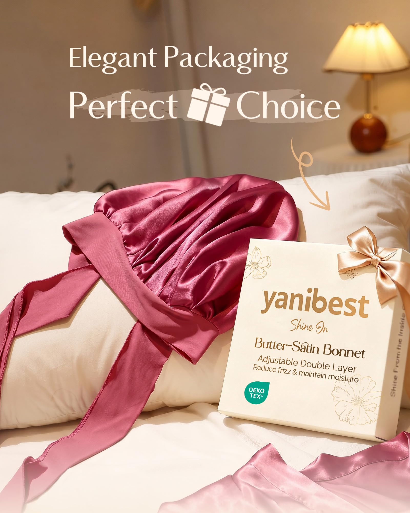 YANIBEST Adjustable Satin Bonnet