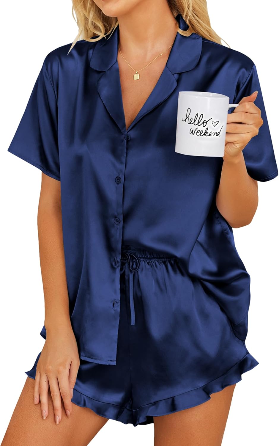 Ekouaer Satin Pajamas Set