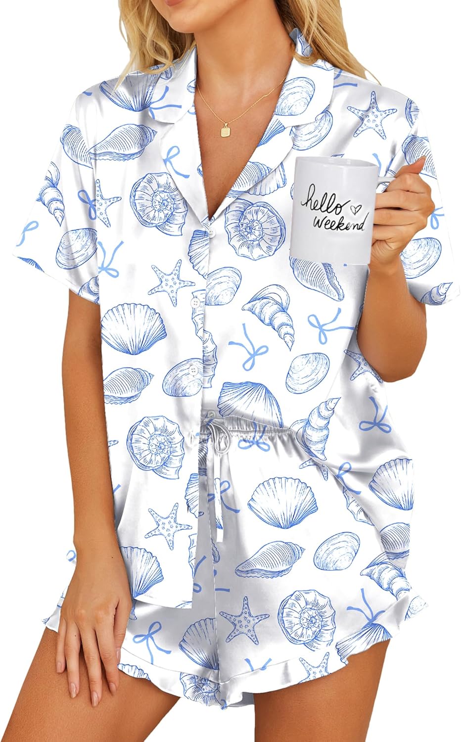 Ekouaer Satin Pajamas Set