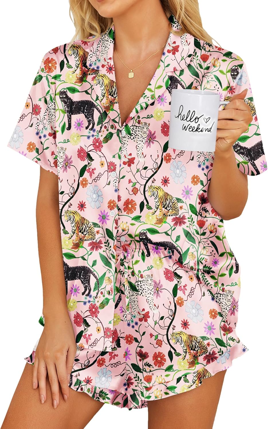 Ekouaer Satin Pajamas Set