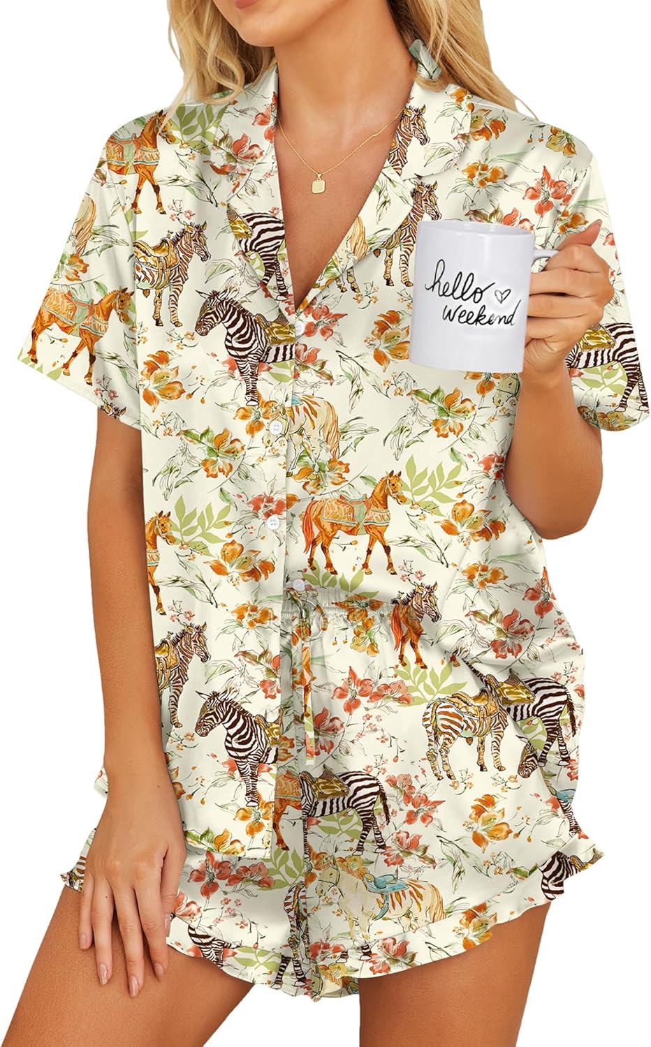 Ekouaer Satin Pajamas Set