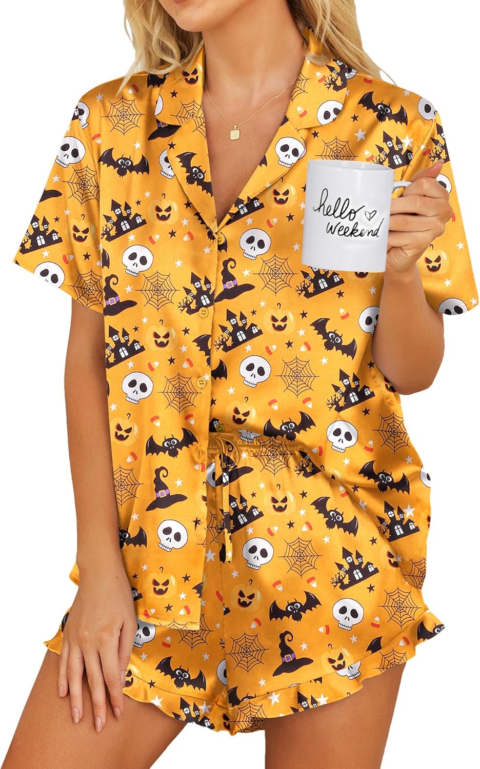 Ekouaer Satin Pajamas Set