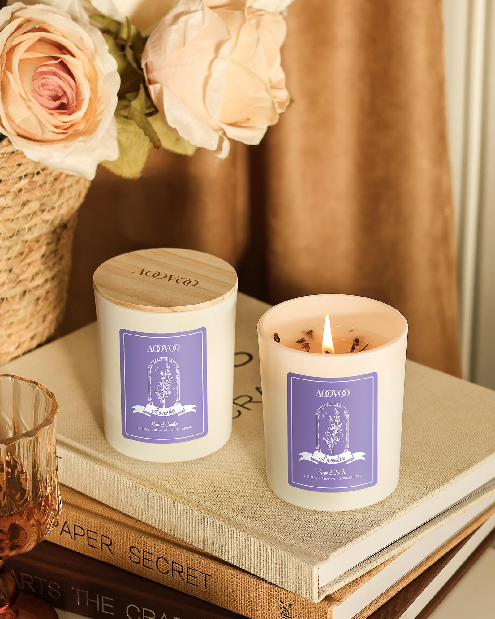 AOOVOO Lavender Candles