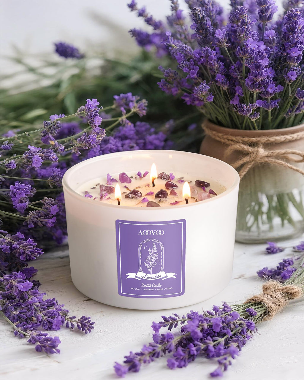 AOOVOO Lavender Candles