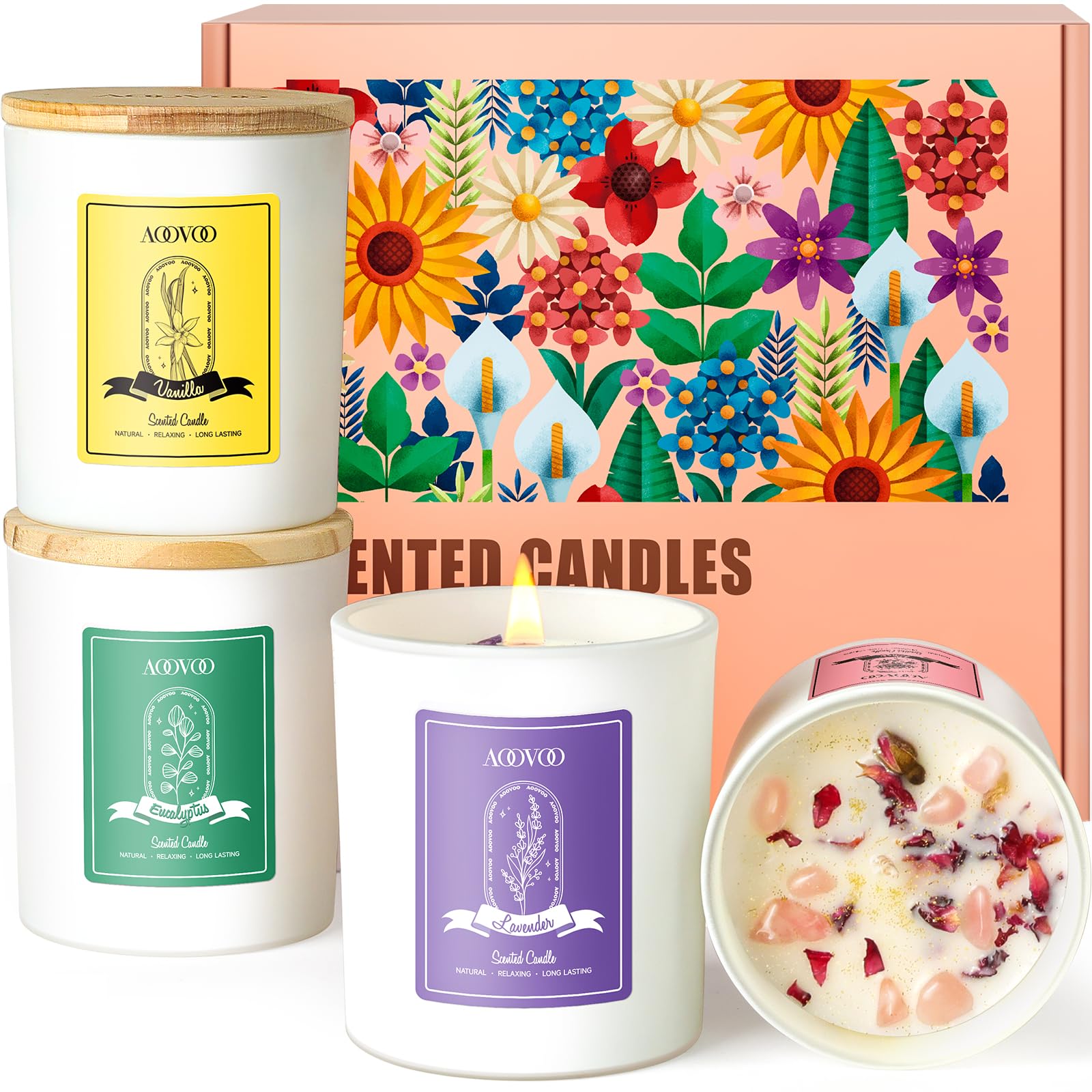AOOVOO Lavender Candles