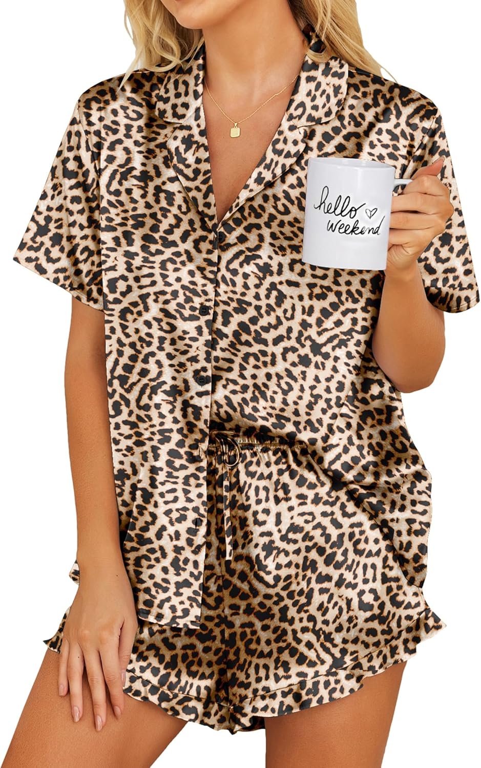 Ekouaer Satin Pajamas Set