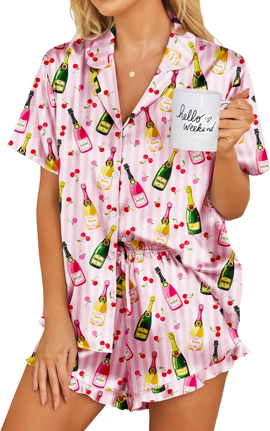 Ekouaer Satin Pajamas Set