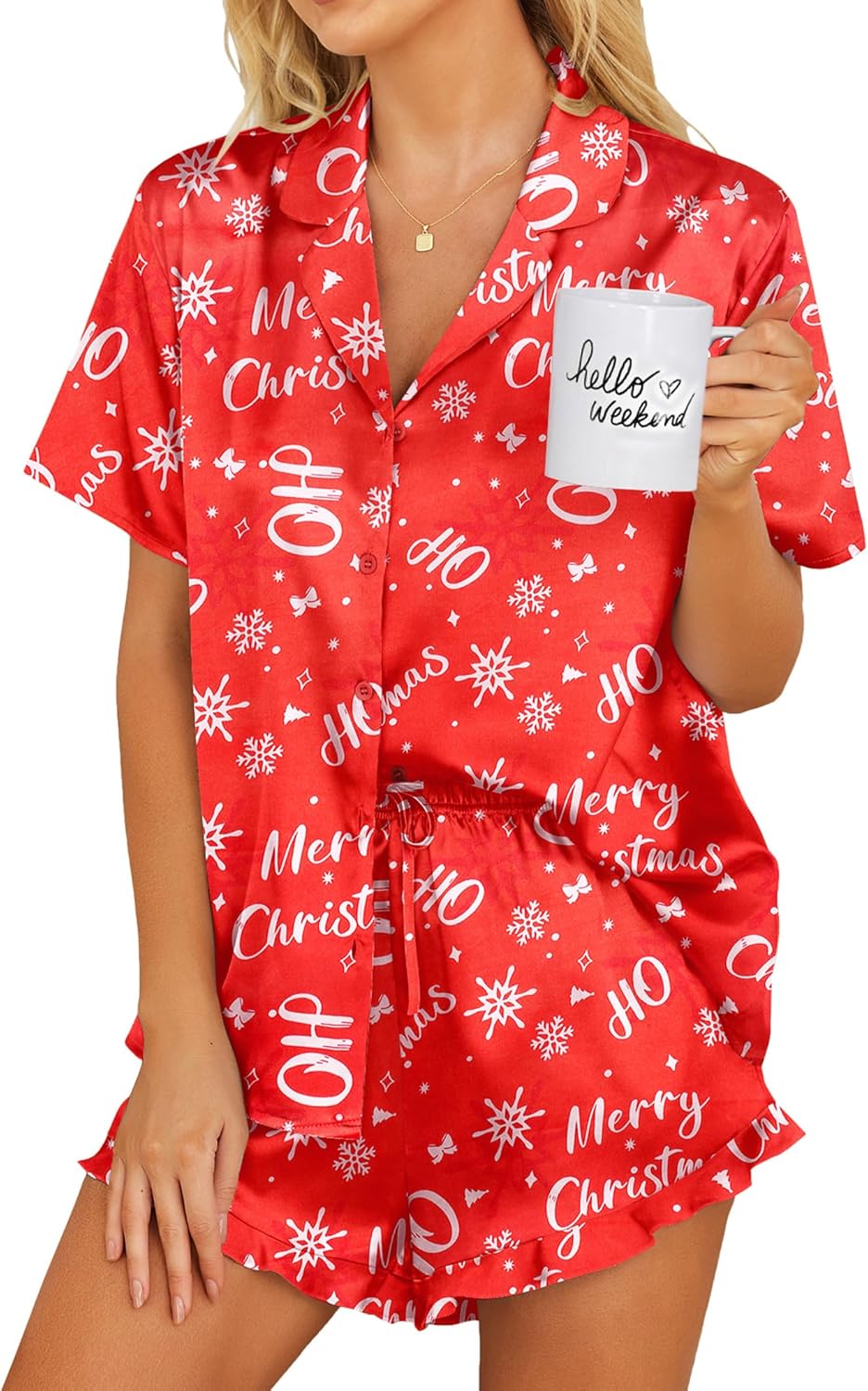 Ekouaer Satin Pajamas Set