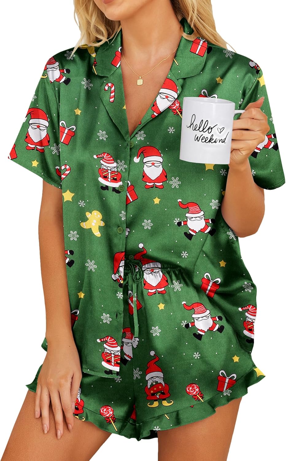 Ekouaer Satin Pajamas Set