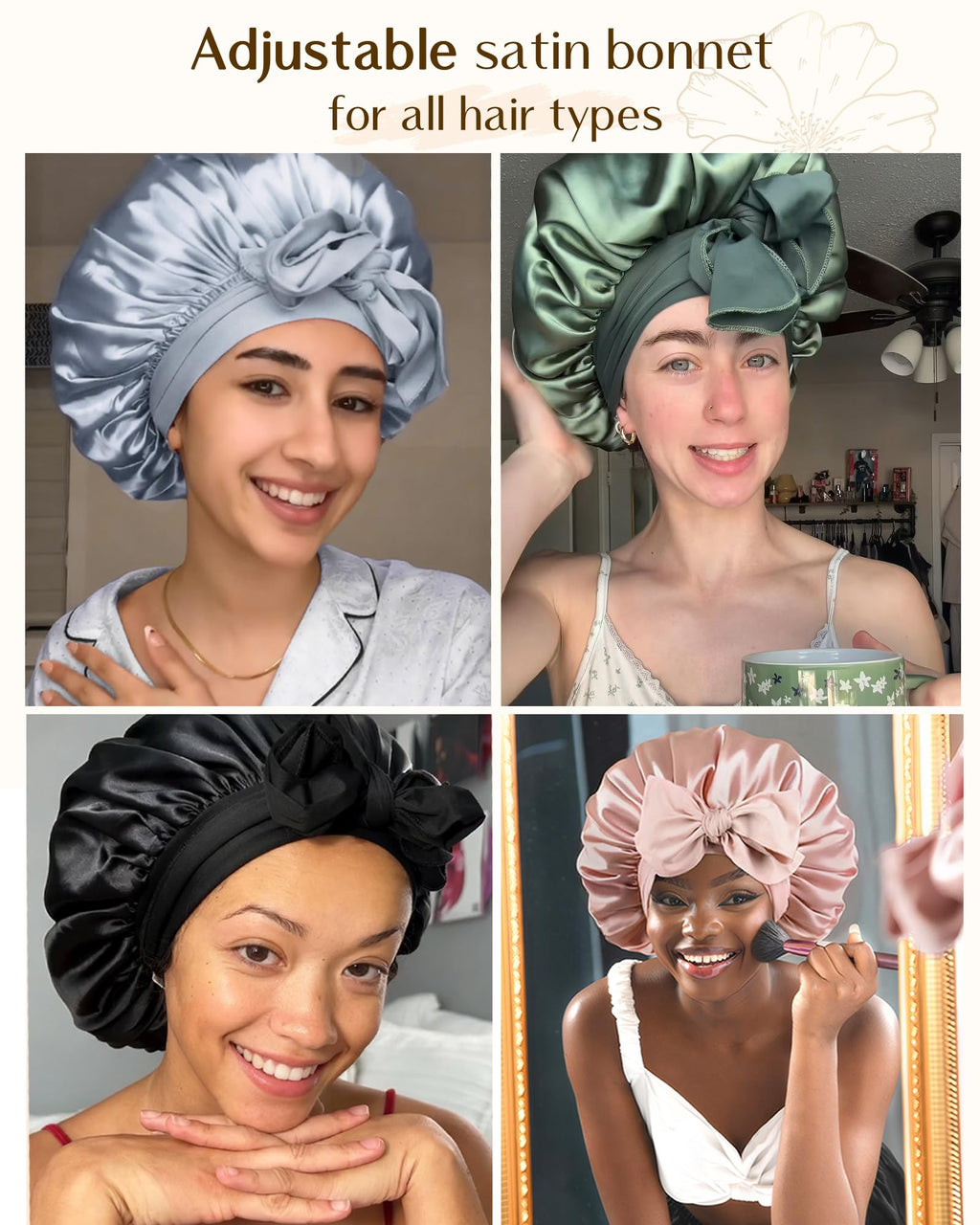 YANIBEST Adjustable Satin Bonnet