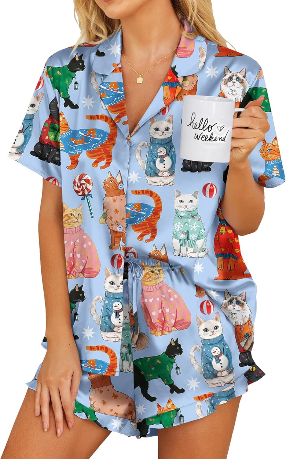 Ekouaer Satin Pajamas Set