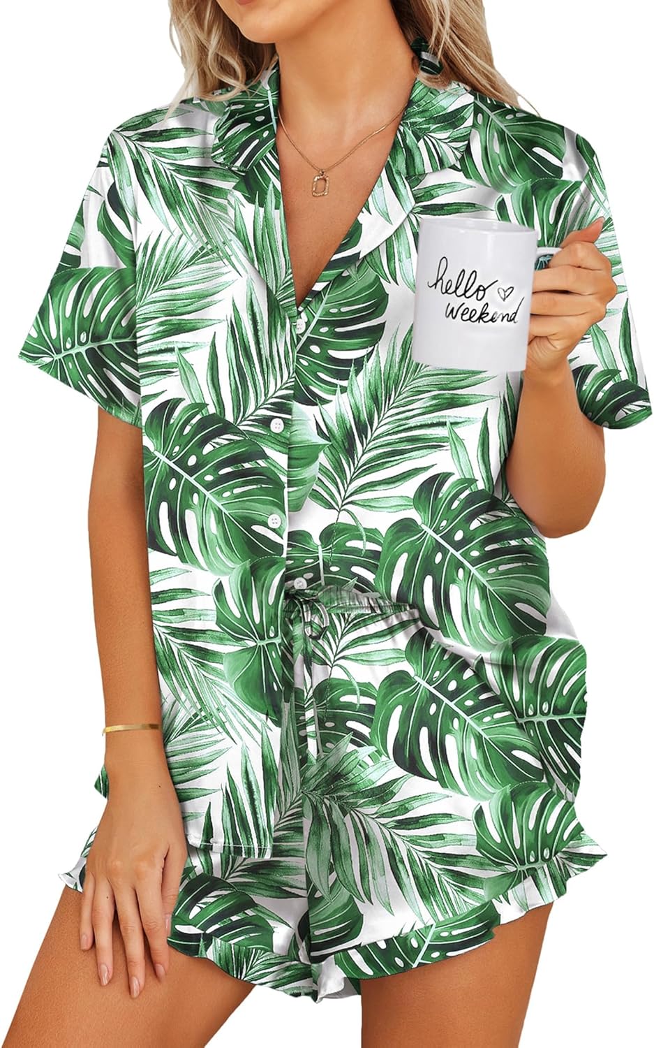 Ekouaer Satin Pajamas Set