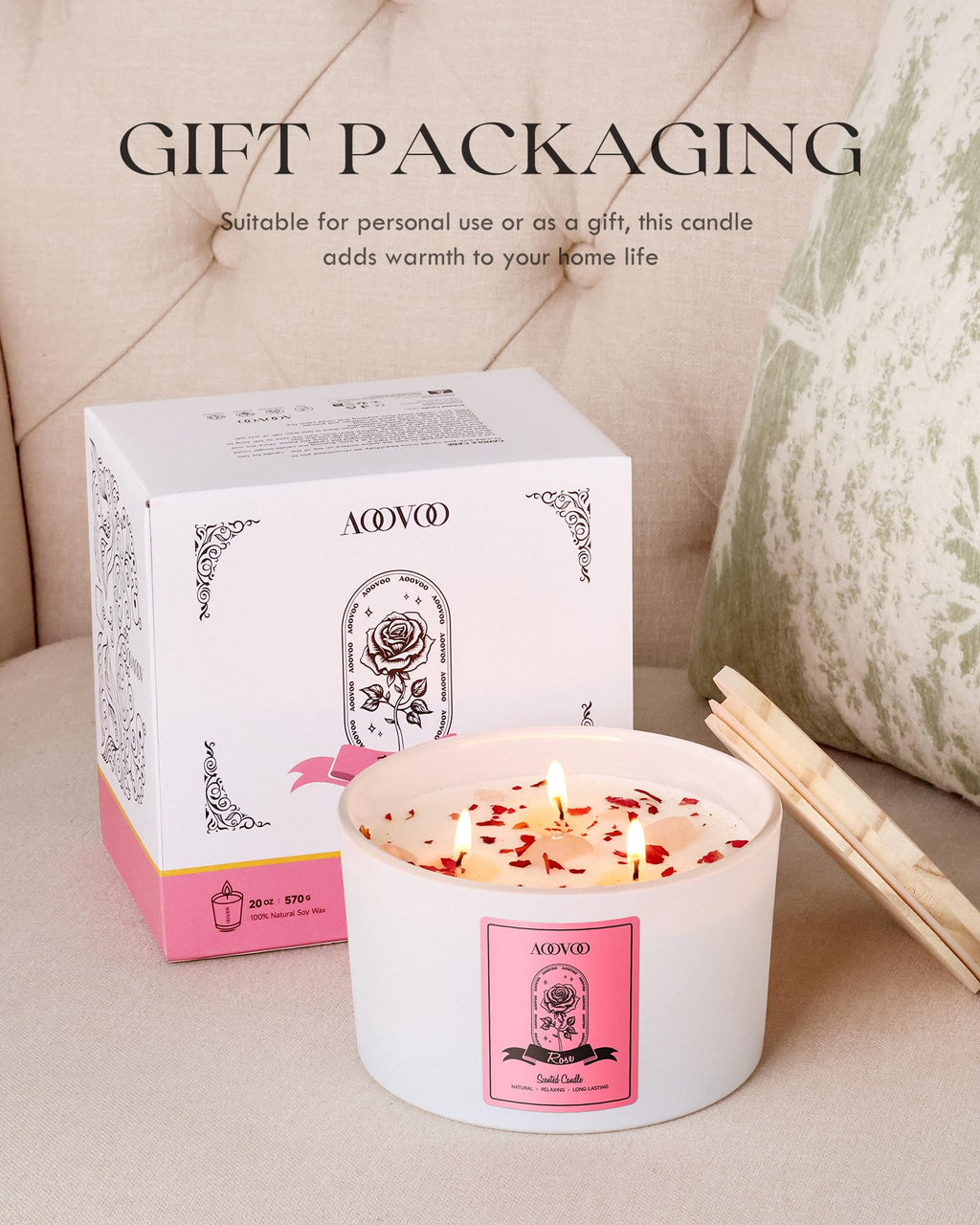 AOOVOO Lavender Candles